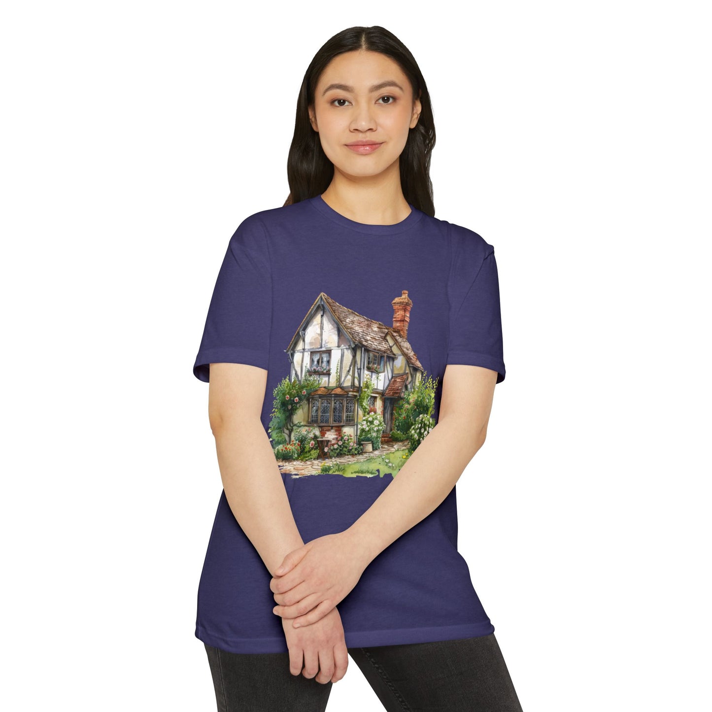 Unisex CVC Jersey T-shirt - From Thatched Roofs to Stone Walls - British Village Houses