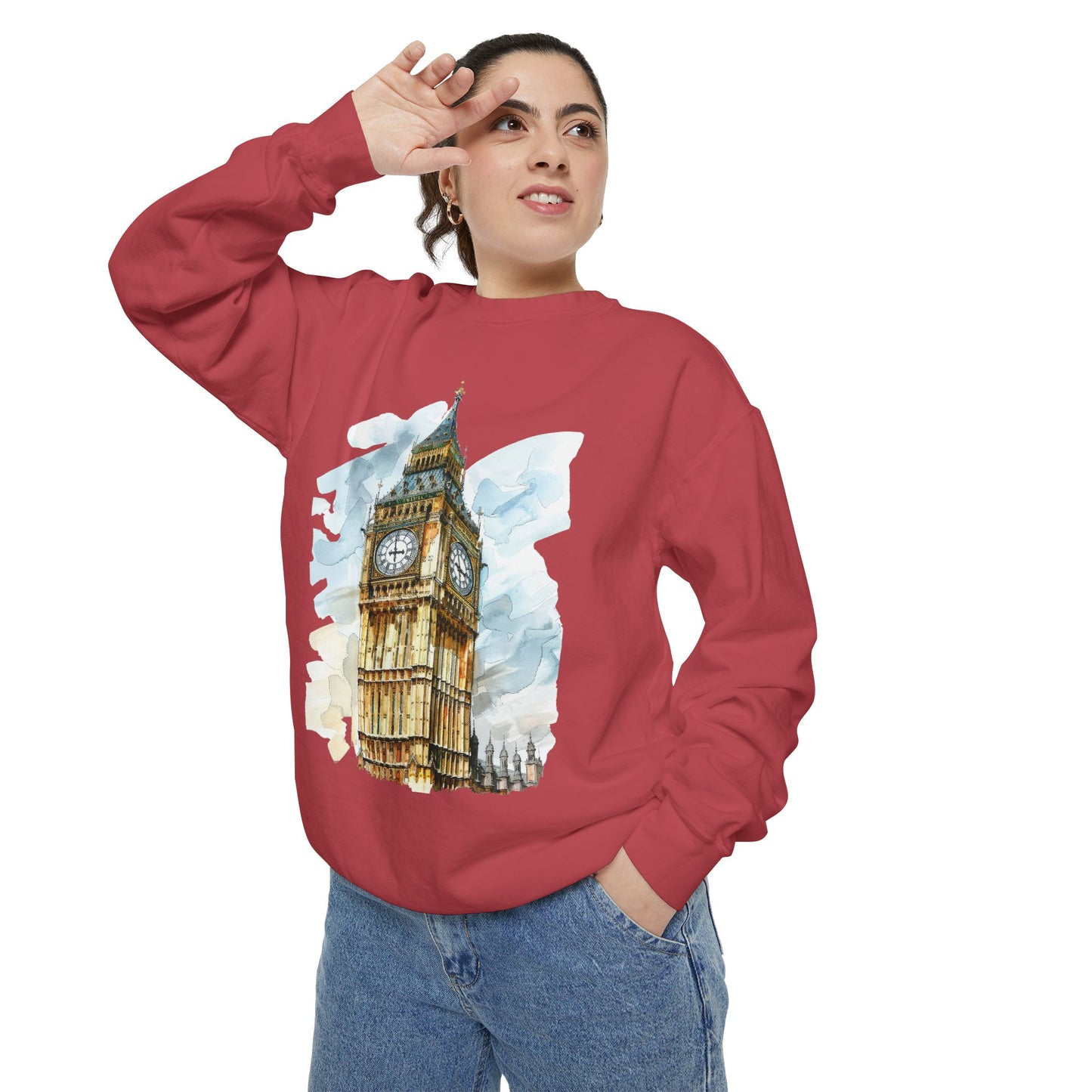 Unisex Garment-Dyed Sweatshirt - London’s Crown Jewel - The Clock Tower