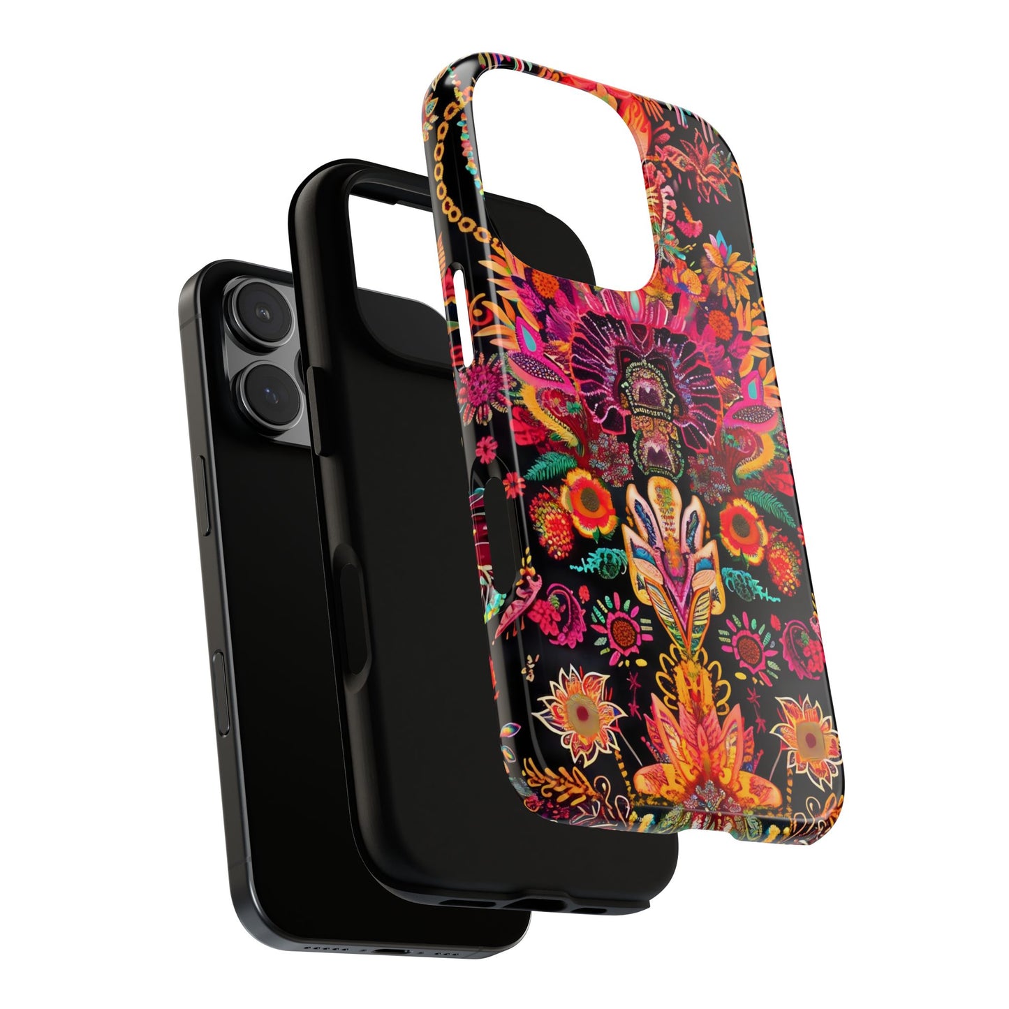 Colorful Floral Phone Case, Tough Cases, Unique Phone Cover, Boho Style Accessory, Gift for Her, Trendy Smartphone Protection