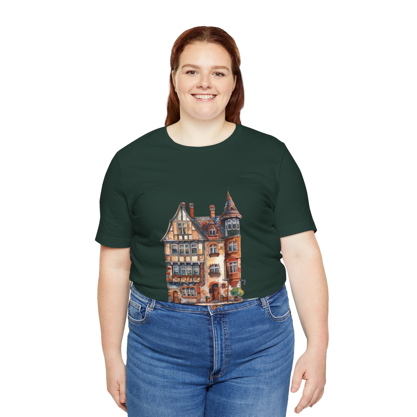 Unisex Jersey Short Sleeve Tee - Countryside Charm - The Classic British Village House