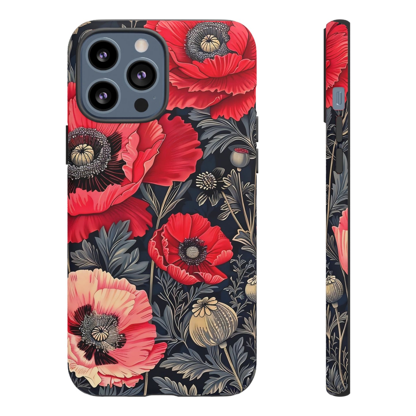 Floral Phone Case with Artistic Poppies, Tough Cases, Flower Design, Nature Lover Gift, Customizable Mobile Cover, Stylish Phone Accessories