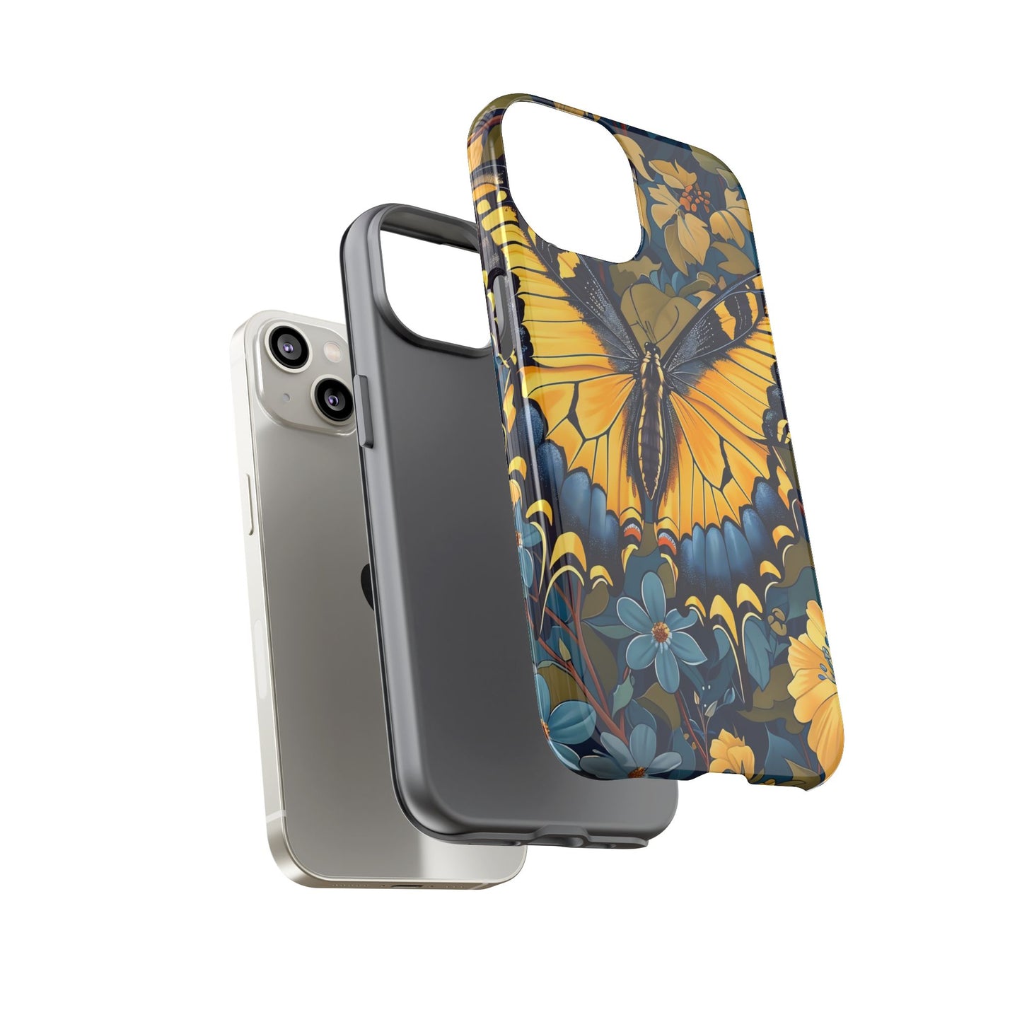 Colorful Butterfly Phone Case, Floral Design, Tough Cases, Protective Cover, Gifts for Nature Lovers, Birthday Present