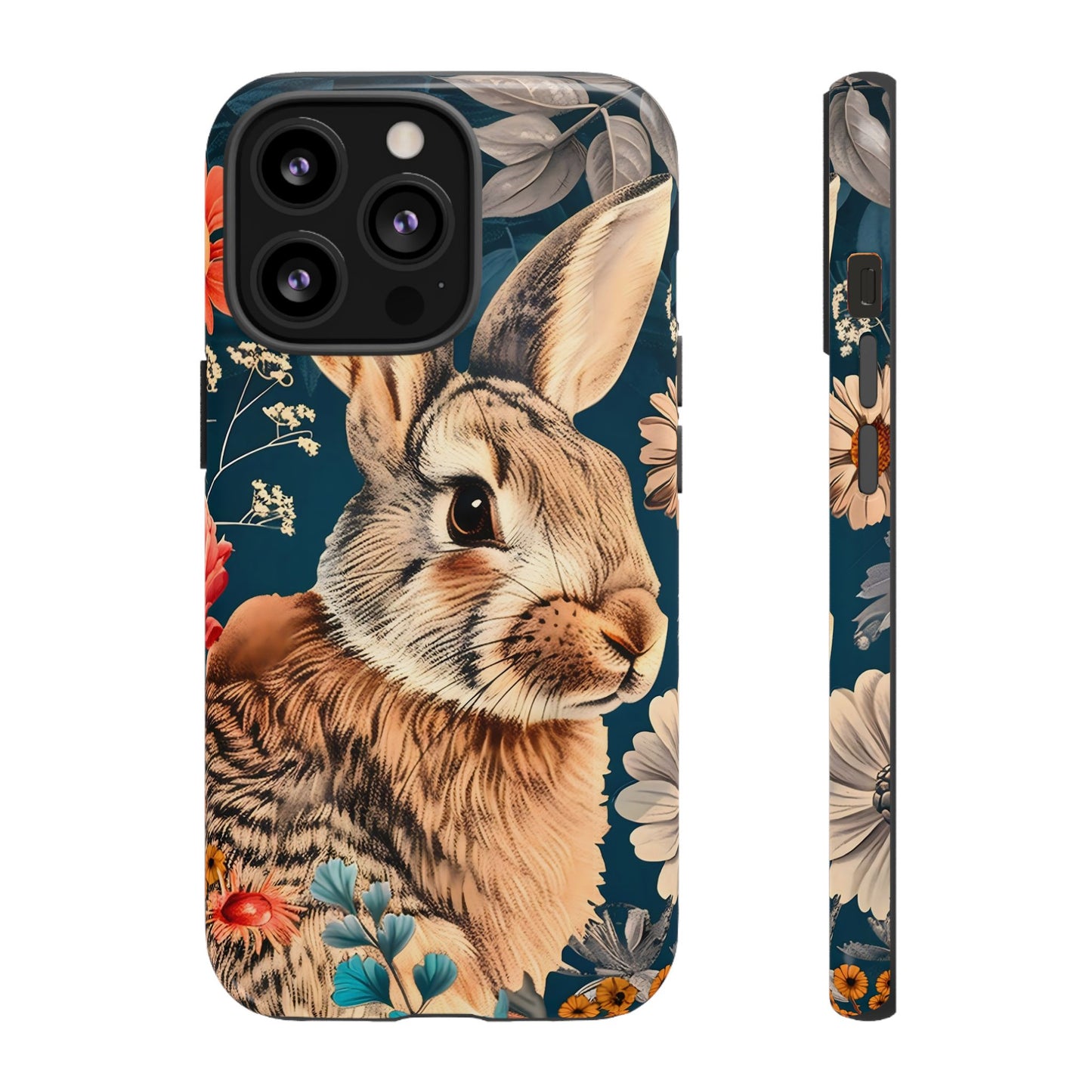 Floral Rabbit Phone Case, Cute Phone Cover, Tough Cases for Animal Lovers, Unique Gift for Birthdays, Nature-Themed Accessories