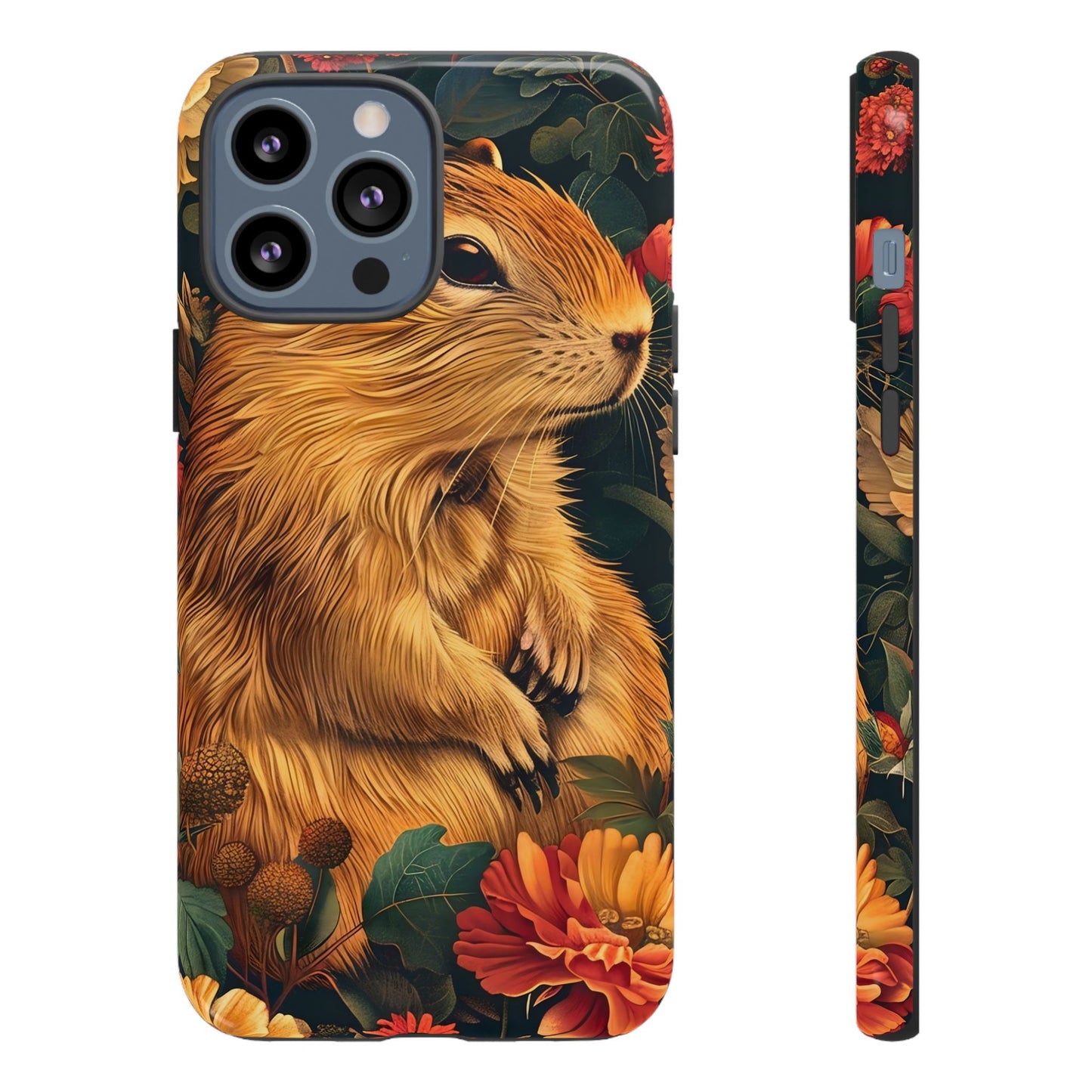 Cute Animal Phone Case, Floral Design Tough Cases for Nature Lovers, Gifts for Her, Customizable Mobile Accessory, Pet Lover Phone Cover
