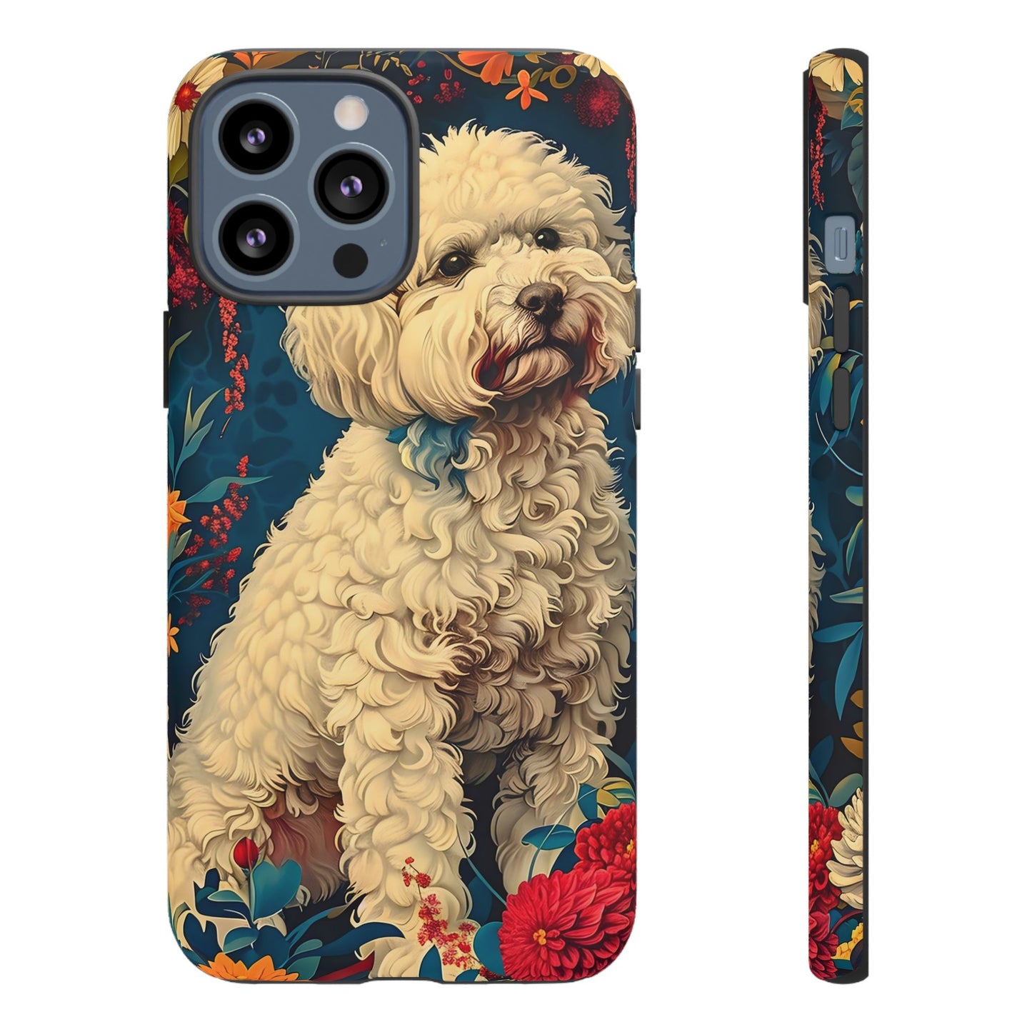 Cute Dog Phone Case, Pet Lover Gift, Floral Design Tough Case, Custom Dog Art, Birthday Gift for Dog Owners, Unique Phone Accessories