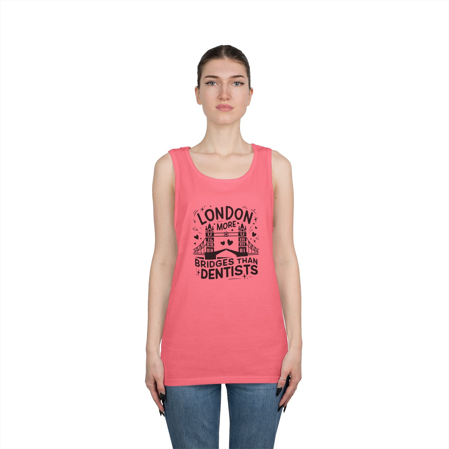 Unisex Heavy Cotton Tank Top - London is having more Bridges than Dentists