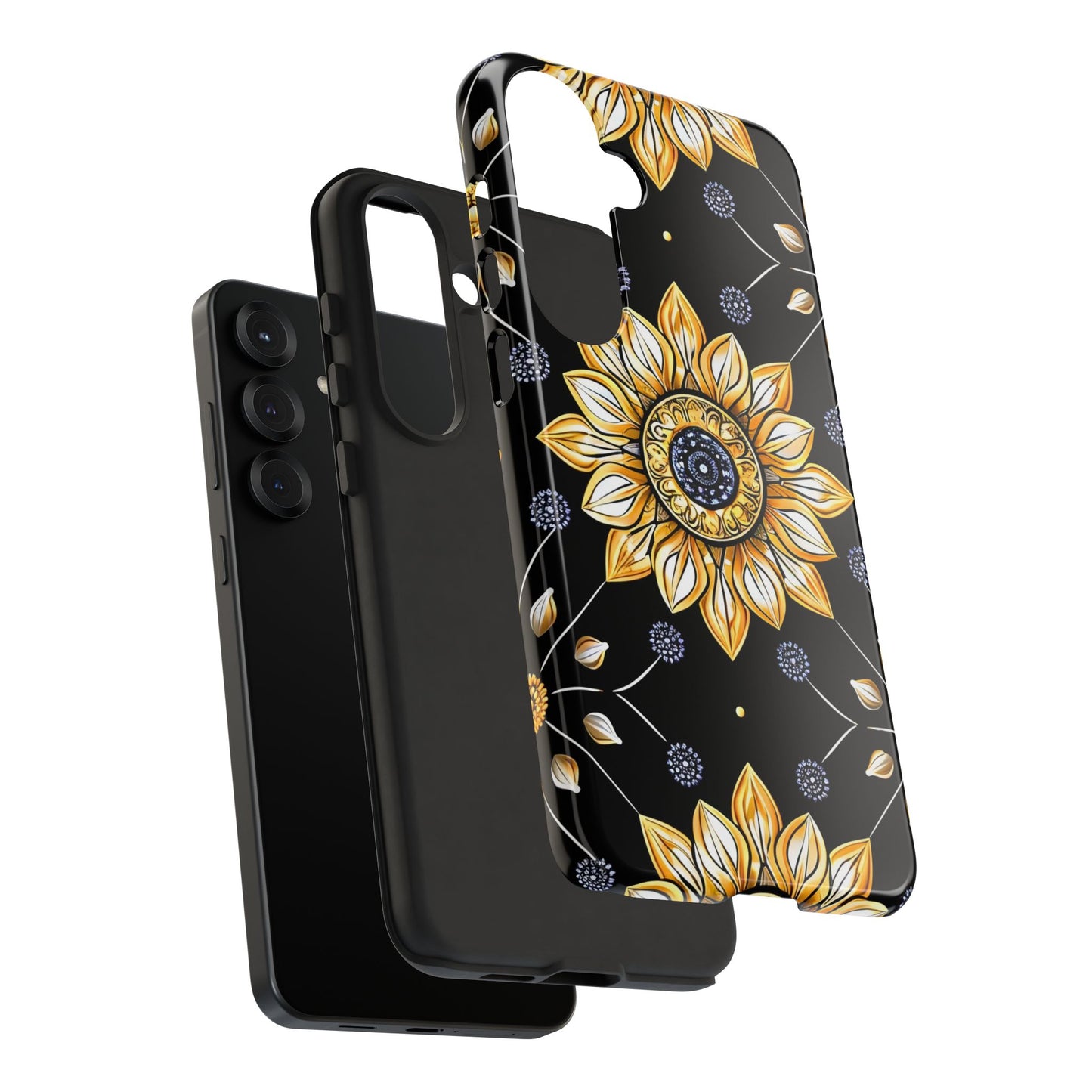 Floral Phone Case with Mandala Design, Tough Cases for iPhone & Samsung, Boho Style, Gift for Her, Unique Accessories