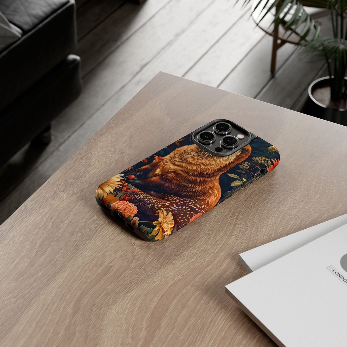 Otter Phone Case, Floral Otter Design, Tough Phone Cover, Nature Lover Gift, Cute Animal Accessories