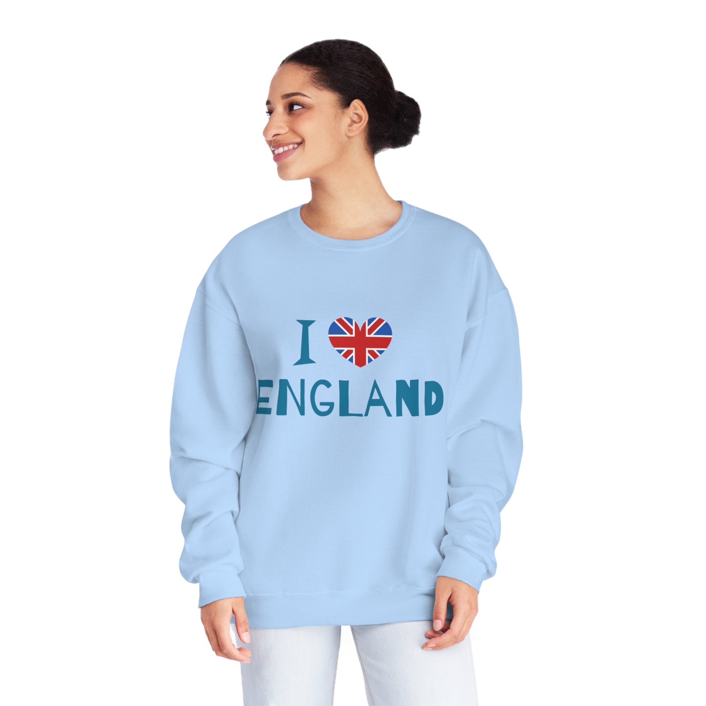 Unisex NuBlend® Crewneck Sweatshirt - I Love England - Union Jack Heart Design