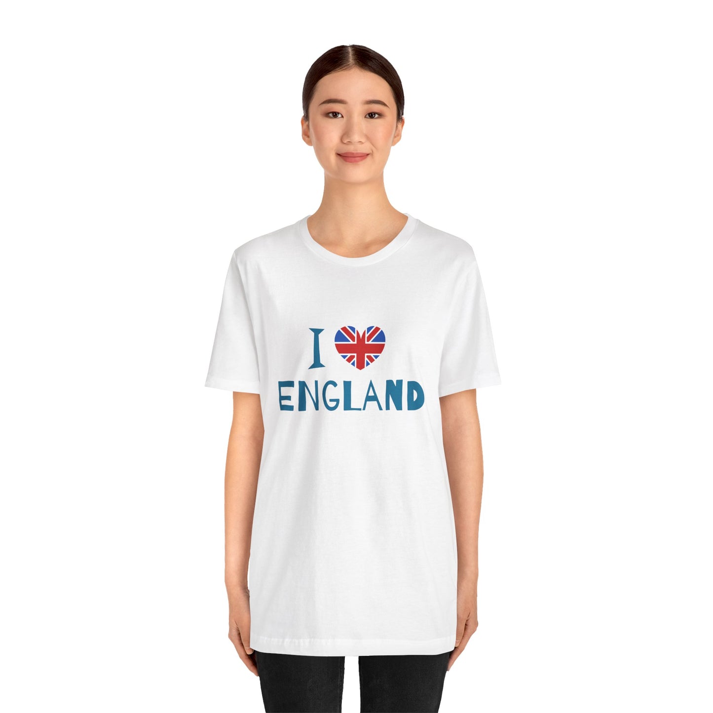 Unisex Jersey Short Sleeve Tee - I Love England - Union Jack Heart Design