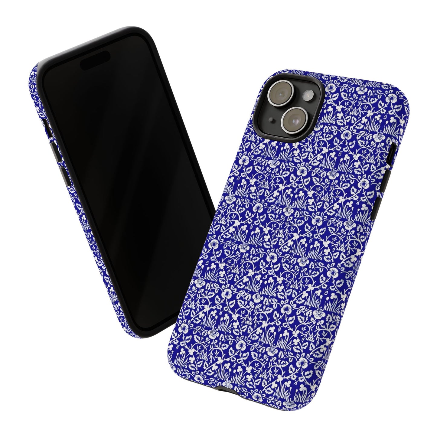 Elegant Floral Phone Case - Tough Cases, Blue Floral Design, Stylish Phone Accessory, Unique Gift, Modern Tech Protection