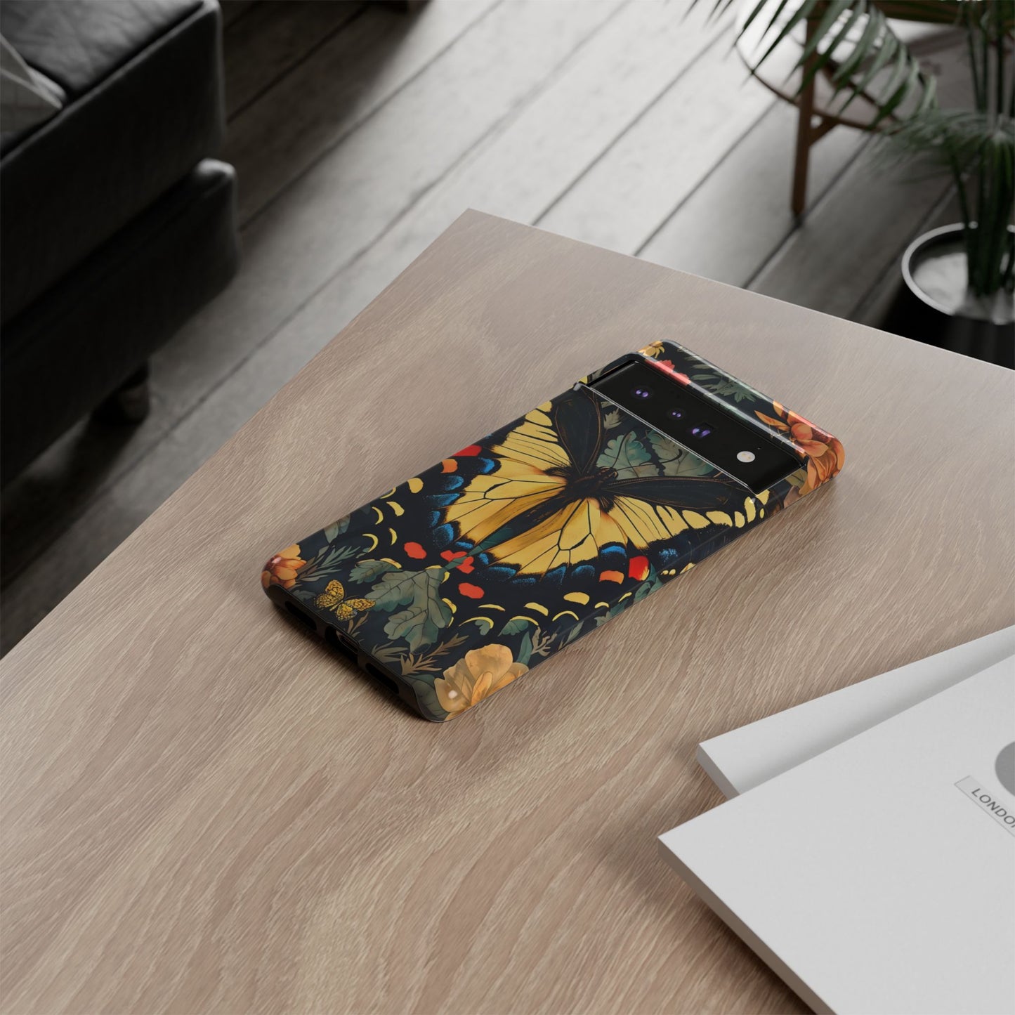 Butterfly Floral Phone Case, Art-inspire Tough Case, Gift for Nature Lovers, Butterfly Pattern Cover, Eco-Friendly Mobile Accessory