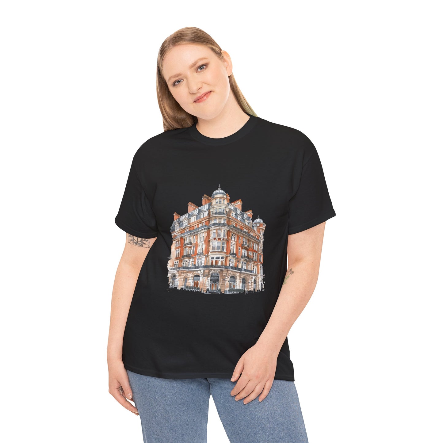 Unisex Heavy Cotton Tee - Classic British Architecture - Elegant Historic Building