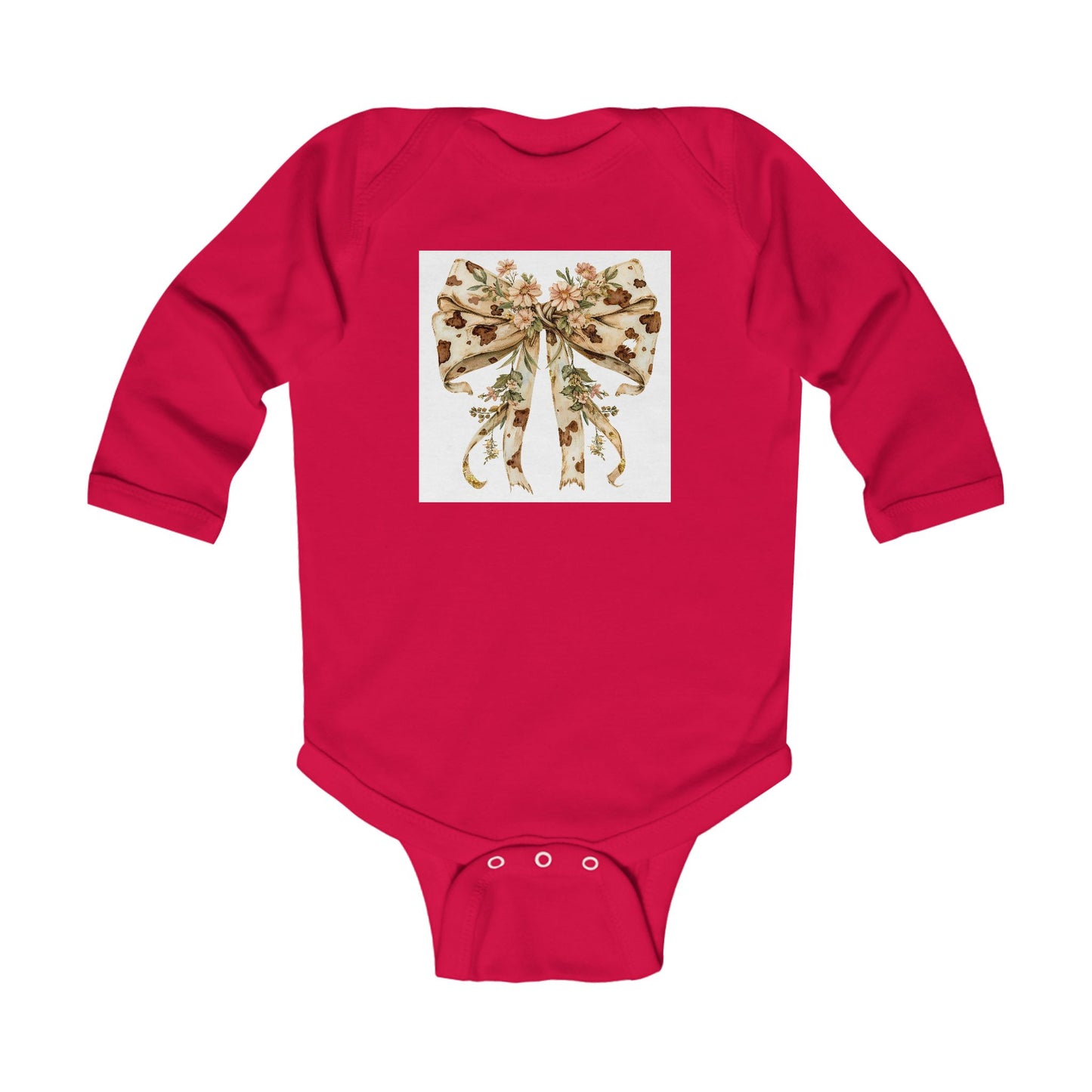 Floral Bow Infant Long Sleeve Bodysuit - Perfect Baby Shower Gift