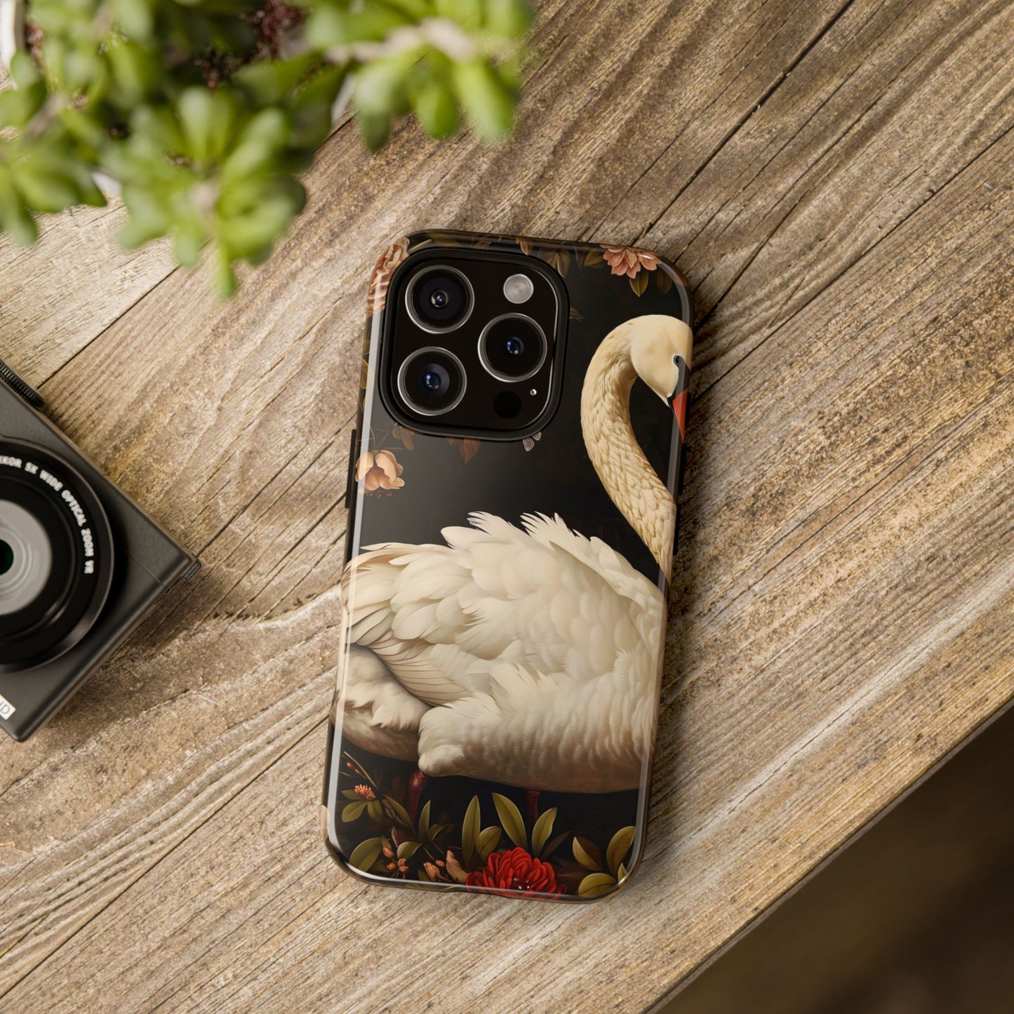 Elegant Swan Phone Case, Floral iPhone Cover, Tough Phone Case, Gift for Her, Nature Lover, Mother's Day, Birthday