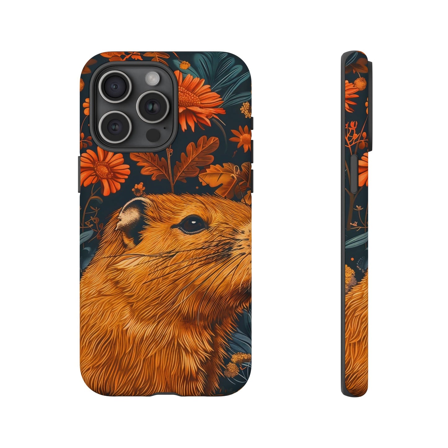 Capybara Phone Case, Floral Phone Cover, Tough Case for Animal Lovers, Unique Gift, Cute and Functional, Nature Inspired Design