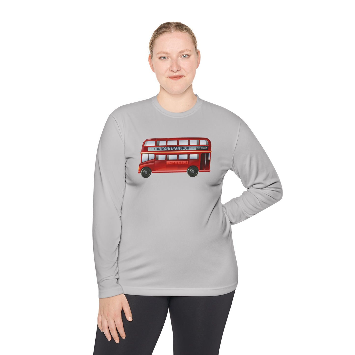 Unisex Lightweight Long Sleeve Tee - Iconic Red Double-Decker Transport English Bus