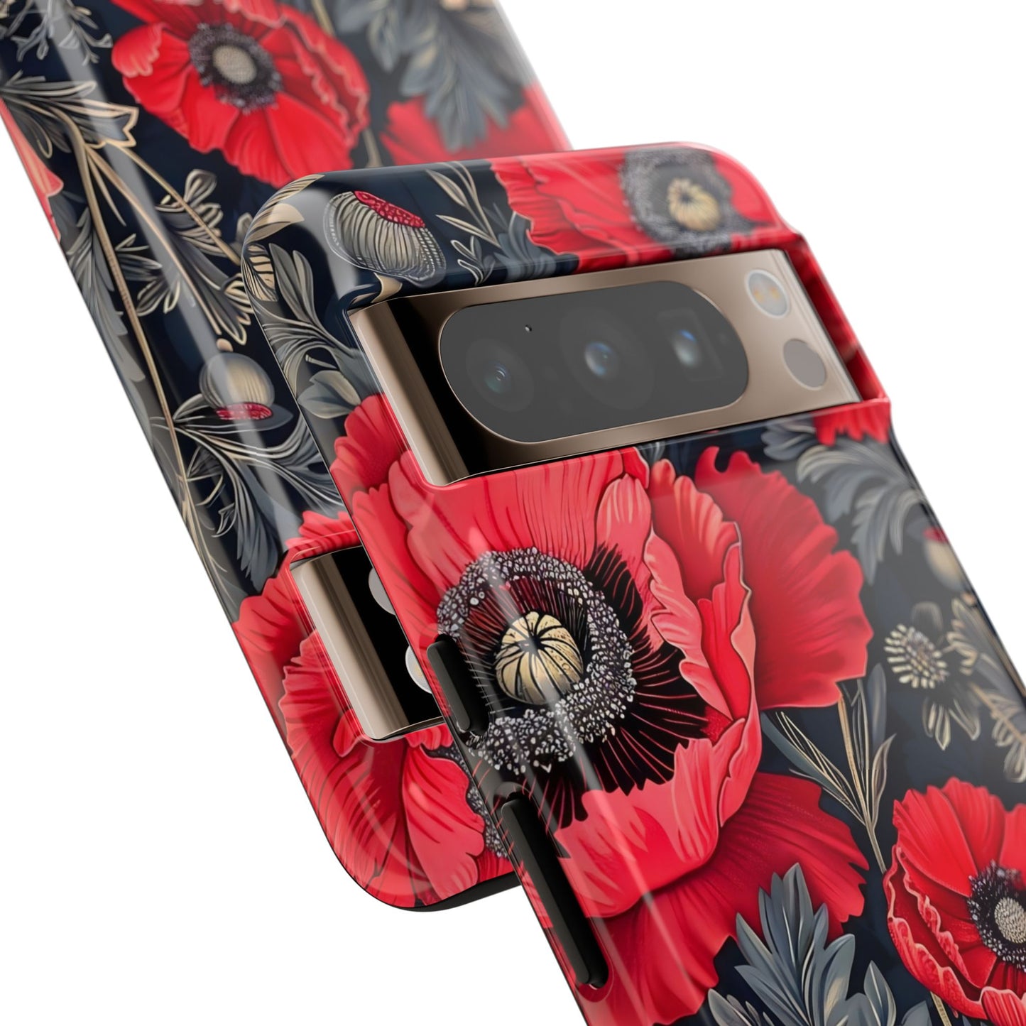 Floral Phone Case with Artistic Poppies, Tough Cases, Flower Design, Nature Lover Gift, Customizable Mobile Cover, Stylish Phone Accessories
