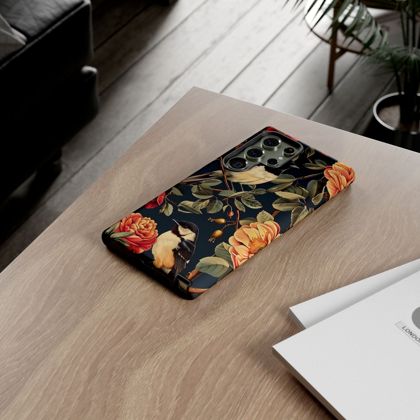 Floral Phone Case with Birds, Botanical iPhone Cover, Bird Lover Gift, Nature-Inspired Accessories, Eco-Friendly Mobile Case