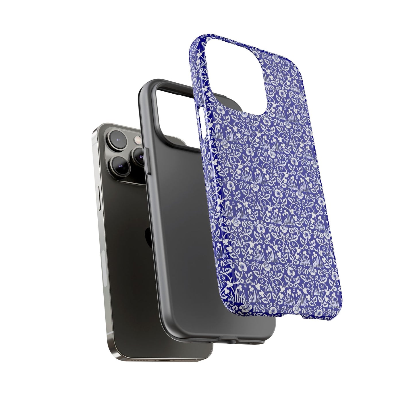 Elegant Floral Phone Case - Tough Cases, Blue Floral Design, Stylish Phone Accessory, Unique Gift, Modern Tech Protection