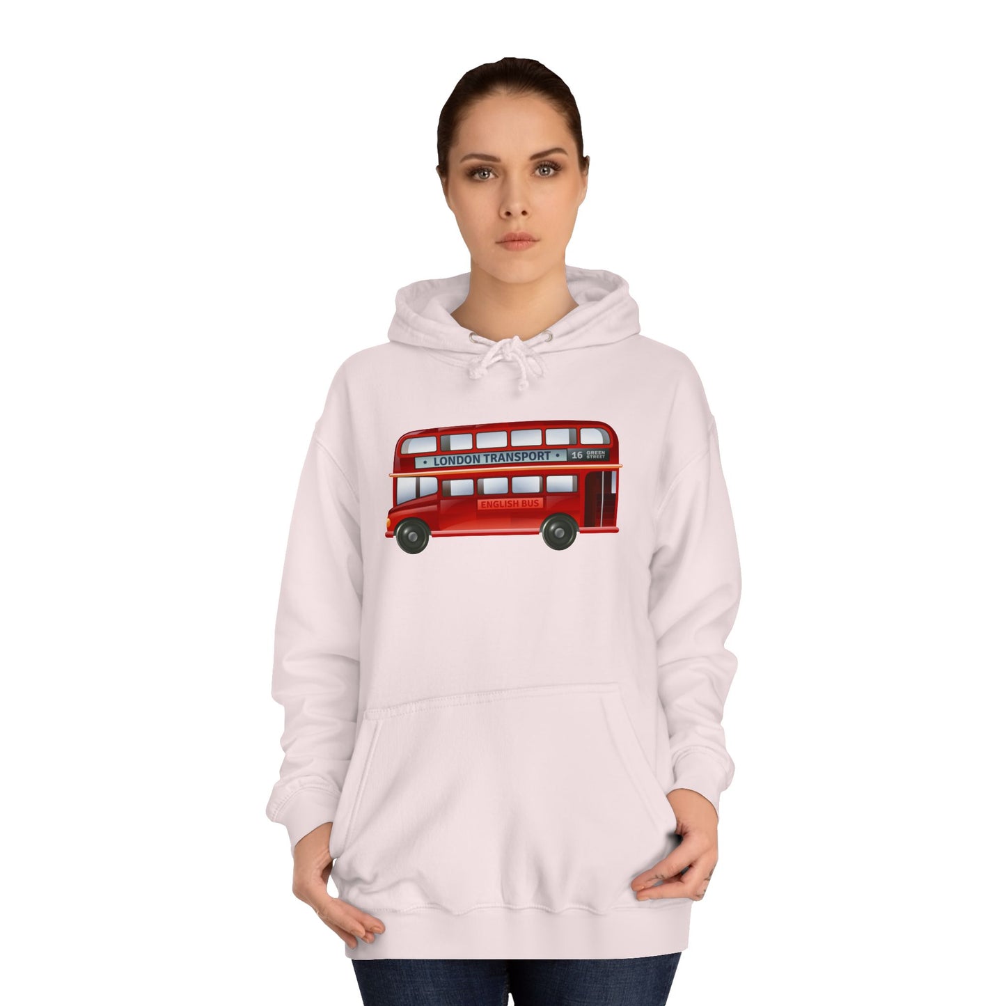 Unisex College Hoodie - Iconic Journeys - London’s Red Double-Decker