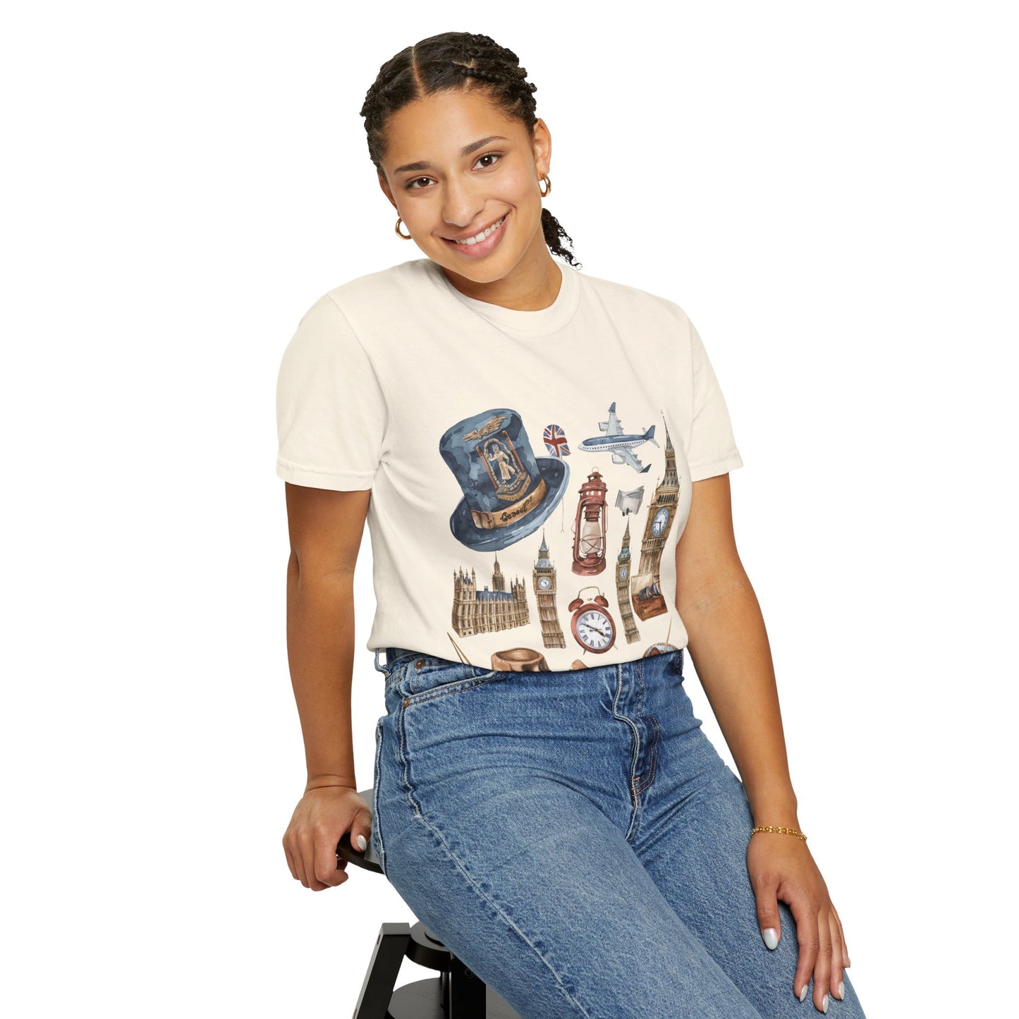 Unisex Garment-Dyed T-shirt - Icons of England - From Big Ben to Red Buses
