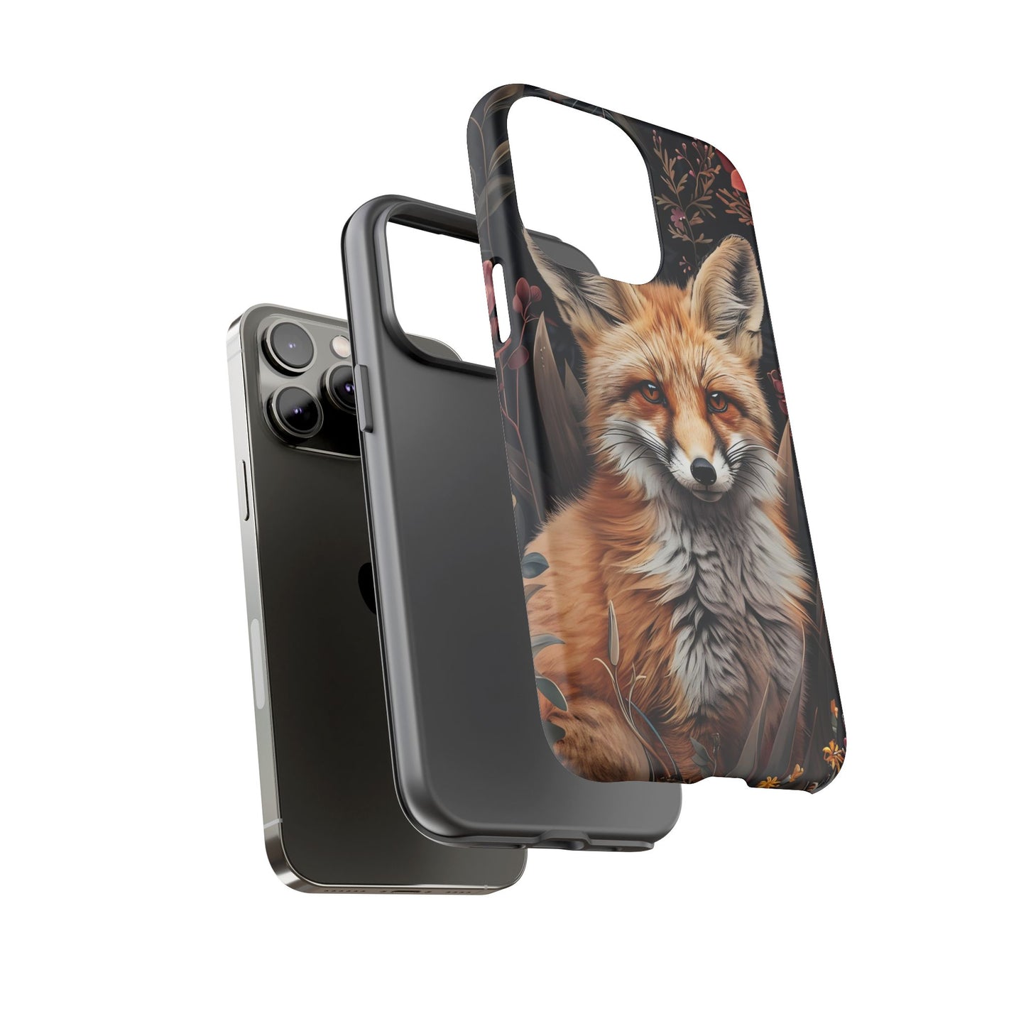 Fox Floral Phone Case, Tough Cases for Animal Lovers, Nature Themed Gift, Cute Phone Cover, Wild Fox Protector