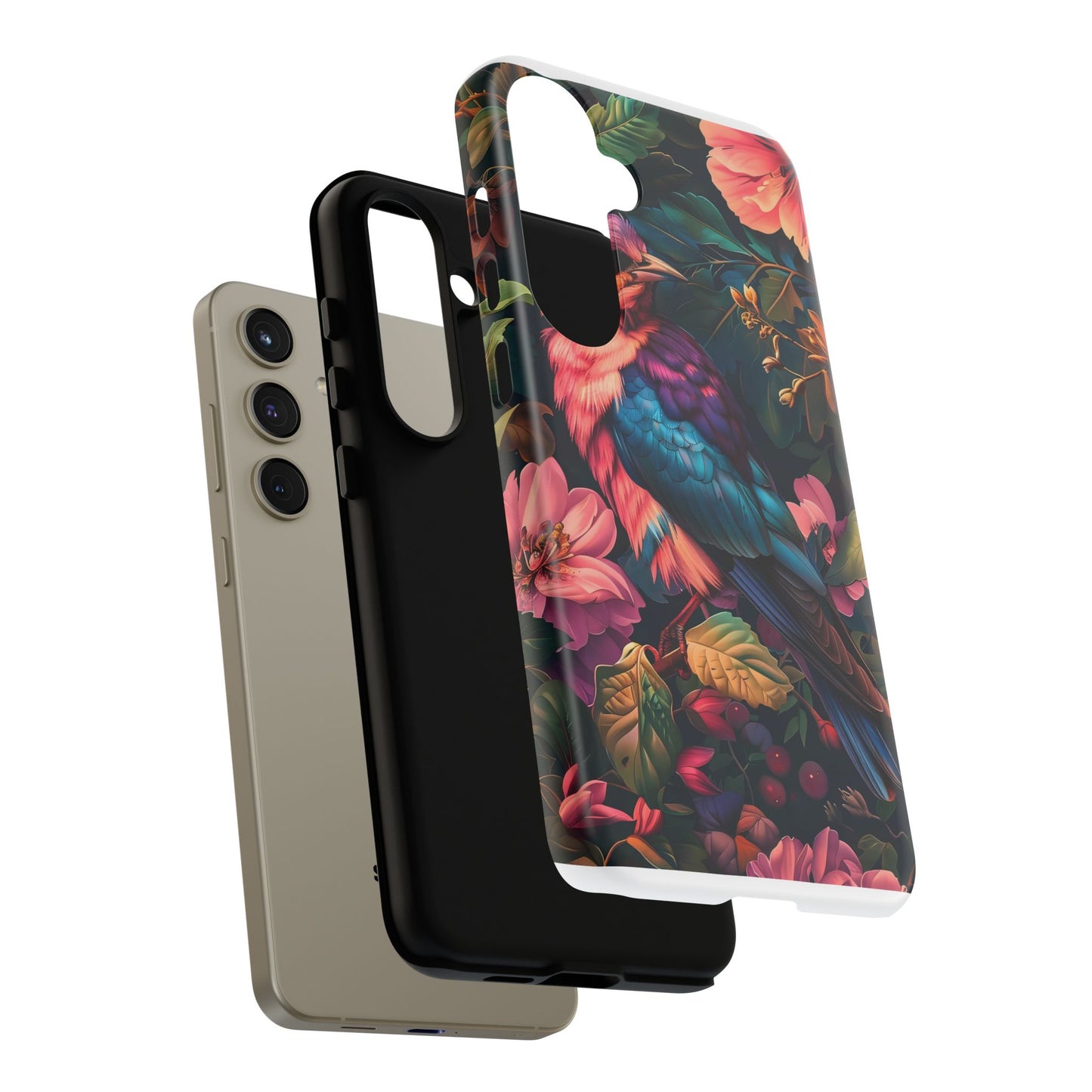 Tough Cases: Vibrant Tropical Bird Phone Case, Floral Smartphone Cover, Nature Lover Gift, Boho Phone Accessory, Cute Bird Case