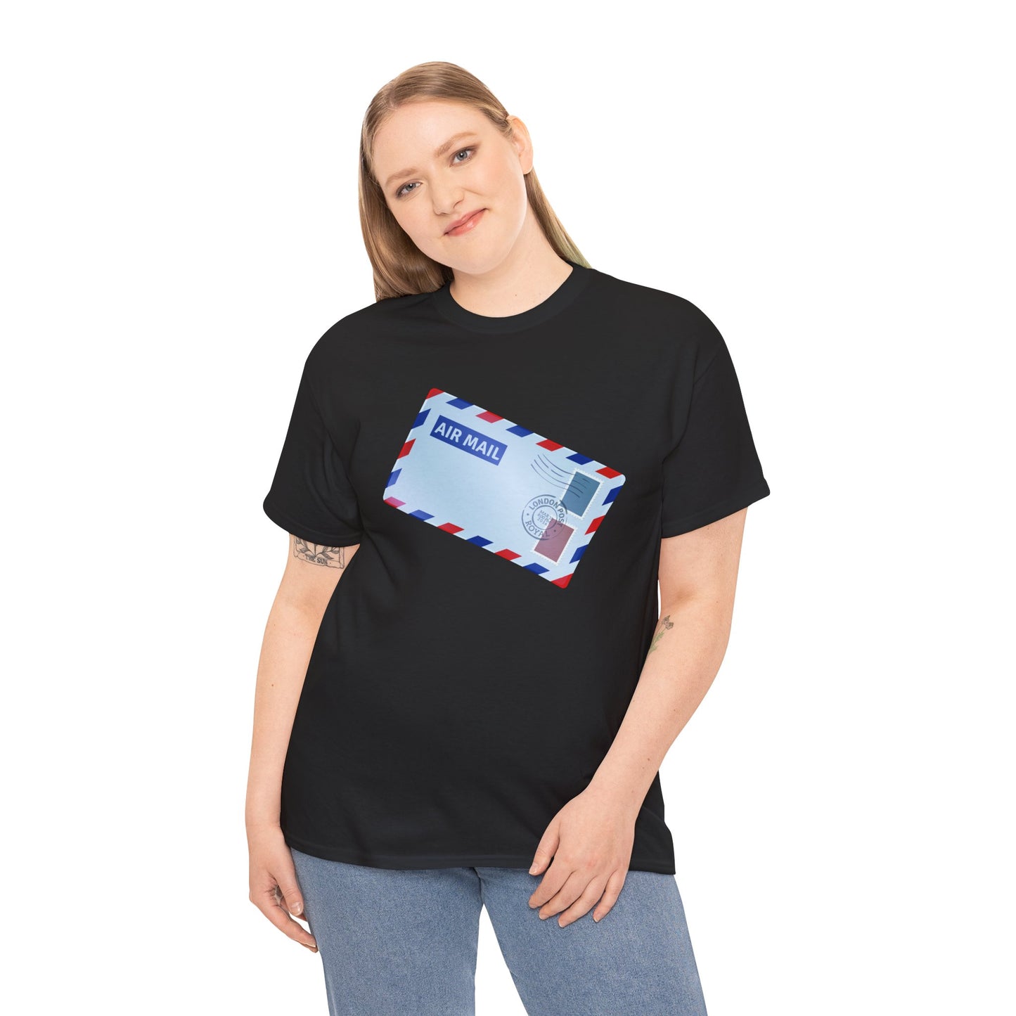 Unisex Heavy Cotton Tee - Vintage British Air Mail - Classic Postal Design