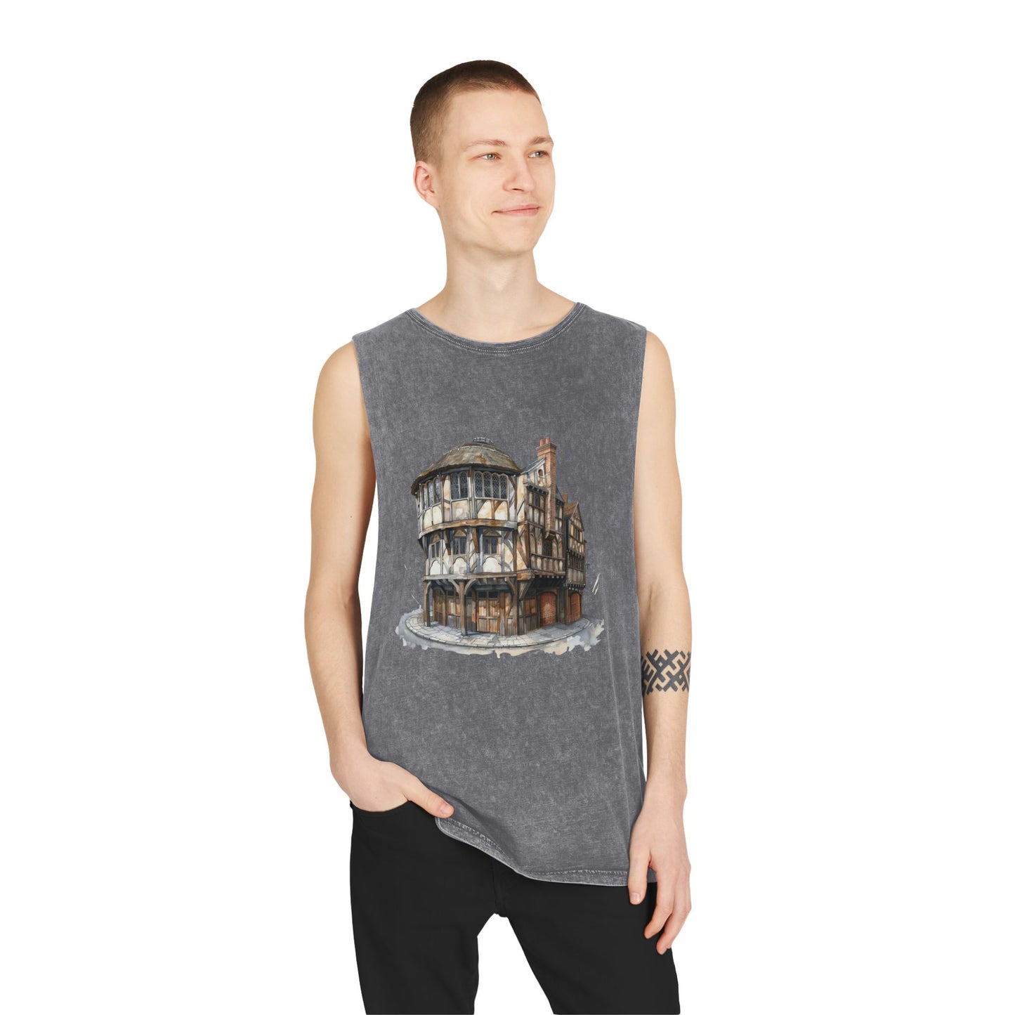 Unisex Stonewash Tank Top - Cozy British Pub