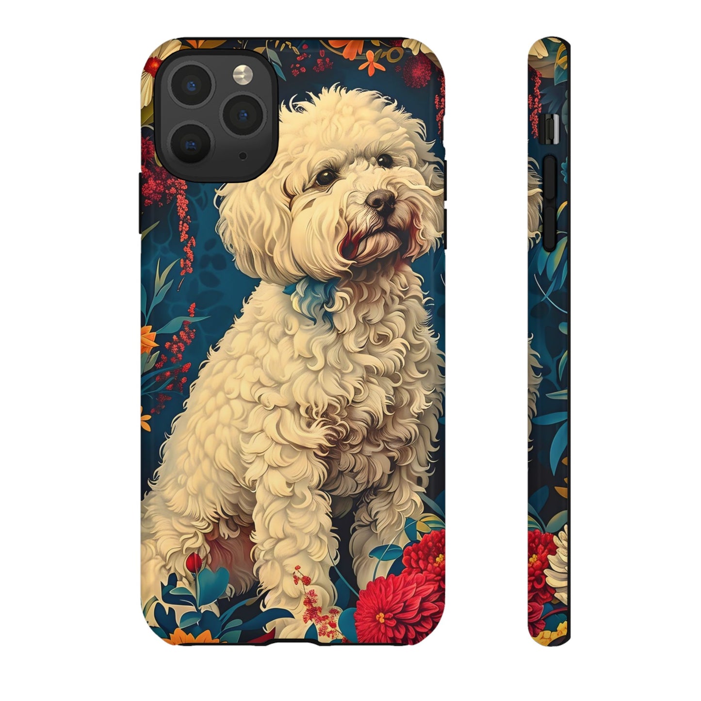 Cute Dog Phone Case, Pet Lover Gift, Floral Design Tough Case, Custom Dog Art, Birthday Gift for Dog Owners, Unique Phone Accessories