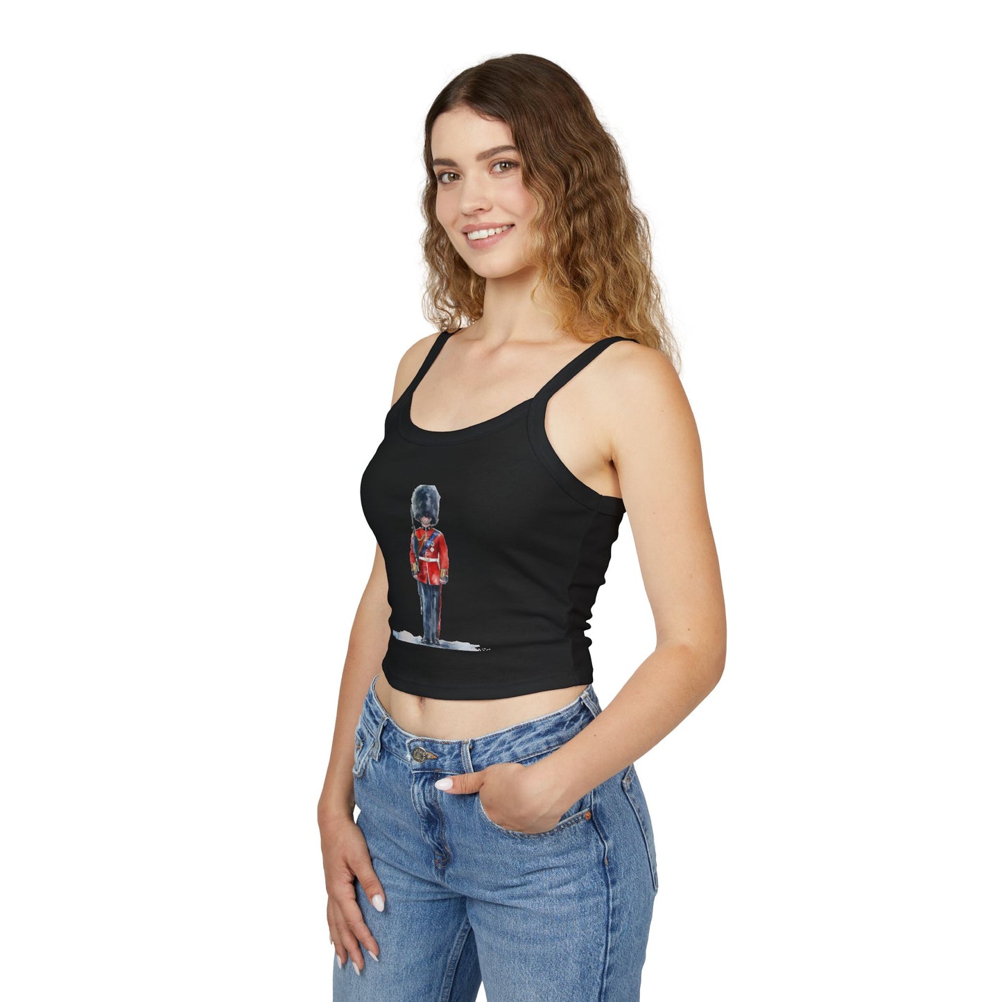Women's Spaghetti Strap Tank Top - British Royal Guard - Iconic Symbol of Tradition and Honor