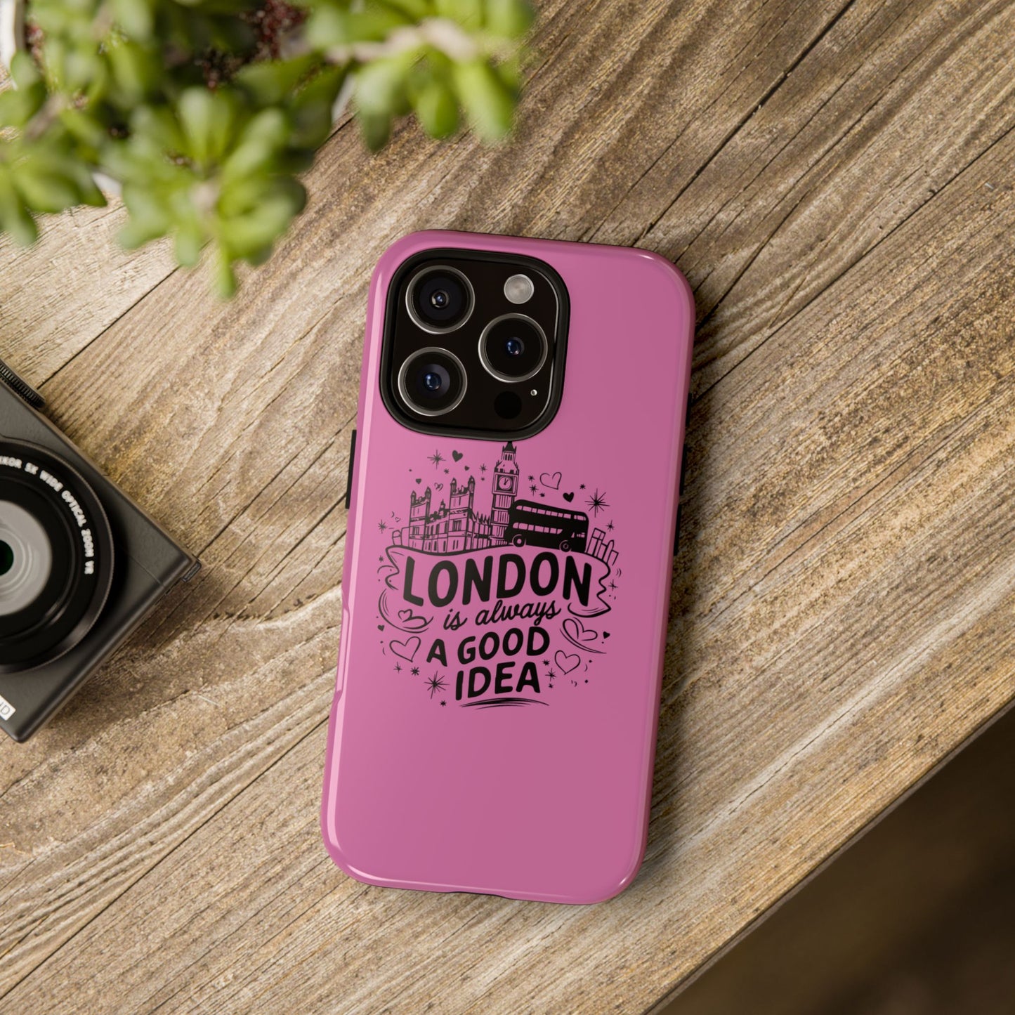 London is Always a Good Idea Phone Case, Cute iPhone Cover, London Travel Gift, Pink Protective Case, Unique Cell Phone Holder