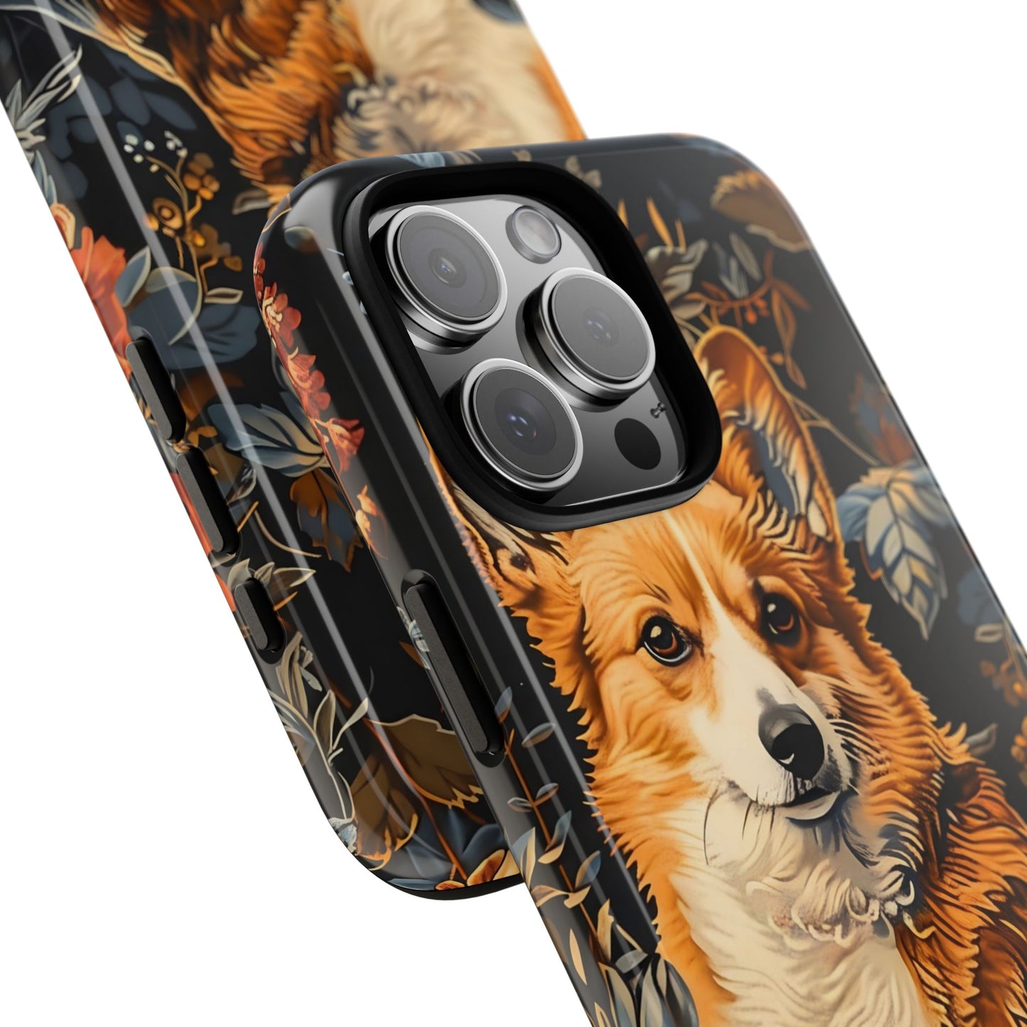 Corgi Floral Phone Case - Tough Cases for Dog Lovers, Cute Pet Accessories, Gift for Dog Owners, Floral Design, Personalized Tech Cover