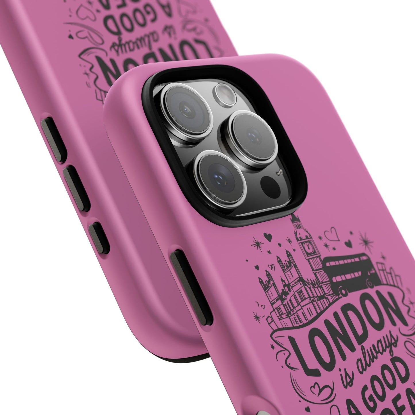 London is Always a Good Idea Phone Case, Cute iPhone Cover, London Travel Gift, Pink Protective Case, Unique Cell Phone Holder