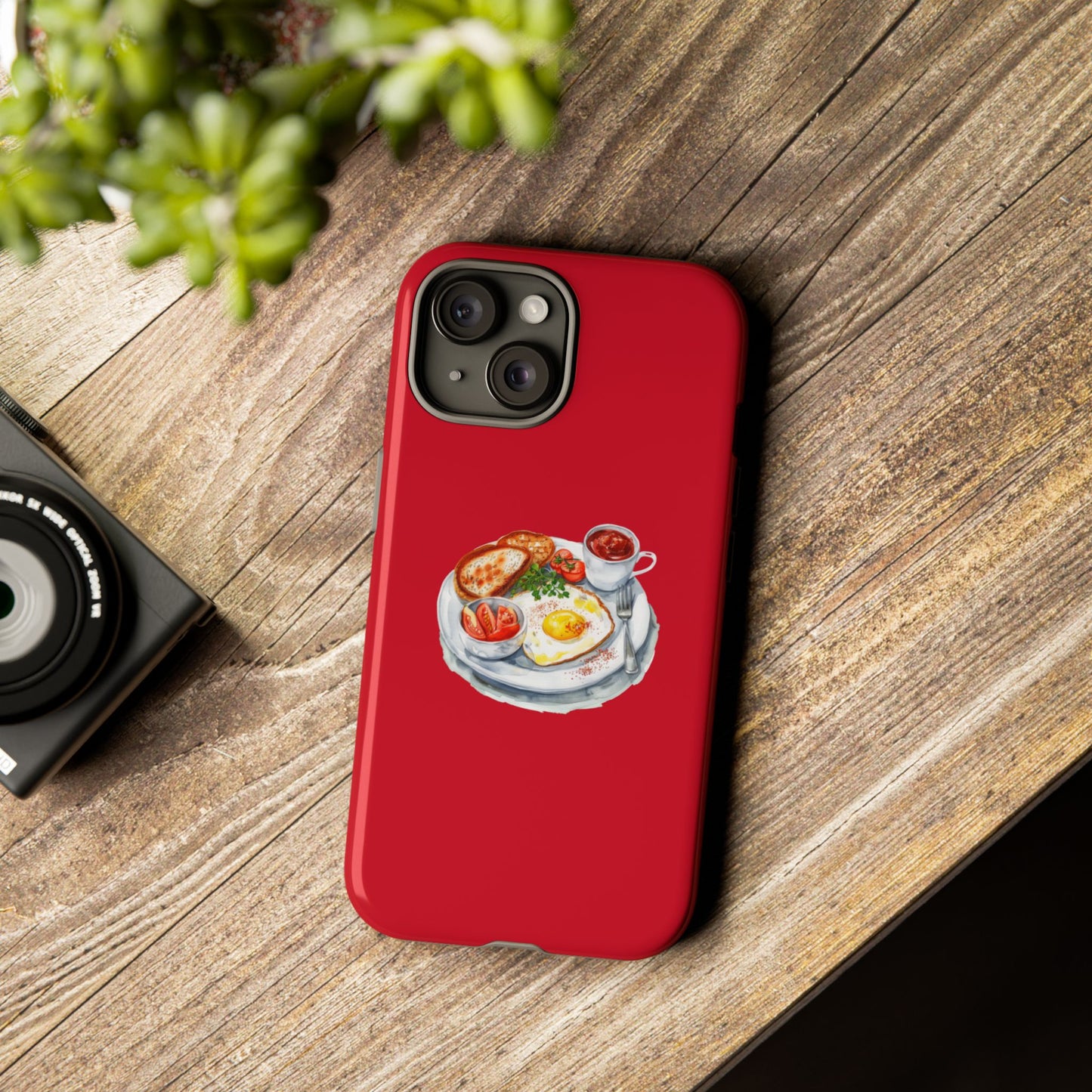 Breakfast-Inspired Phone Case, Tough Phone Covers, Foodie Gifts, Unique Accessories, Cute Kitchen Decor, Red Phone Case