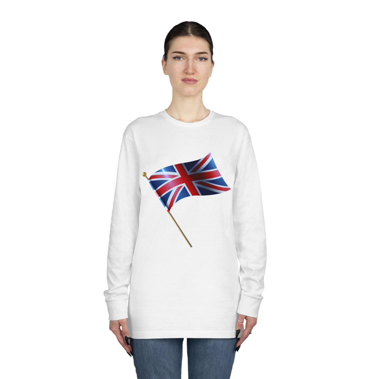 Long Sleeve Crewneck Tee - British Flag - Iconic Union Jack Design