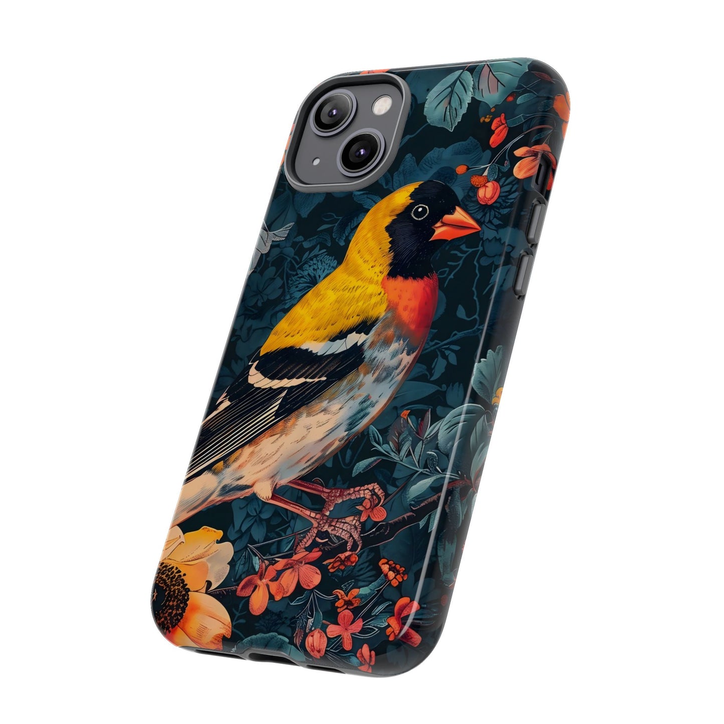 Colorful Bird Phone Case, Floral Phone Cover, Tough Phone Protector, Nature Lover Gift, Botanical Case, Unique Mobile Accessory