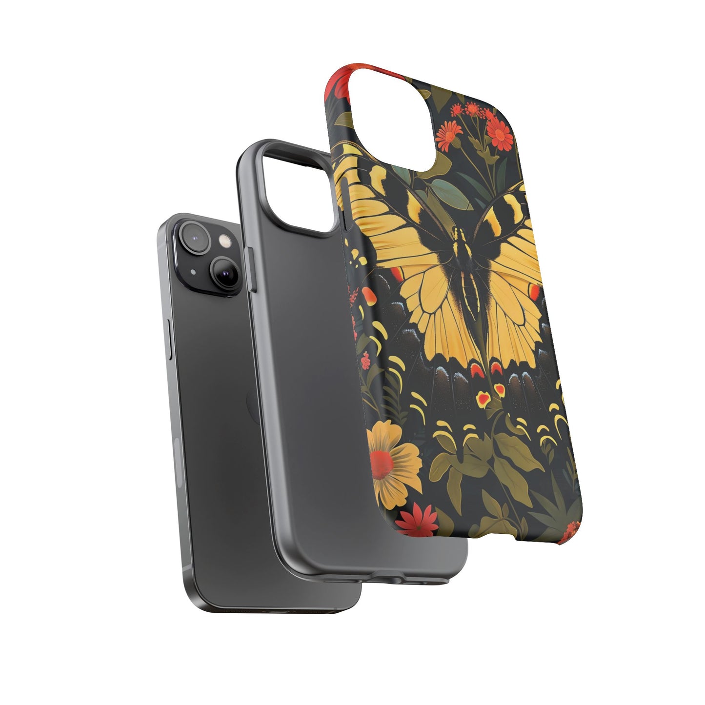 Butterfly Floral Phone Case, Tough Cases with Vibrant Design, Protective Cover for Nature Lovers, Gift for Her