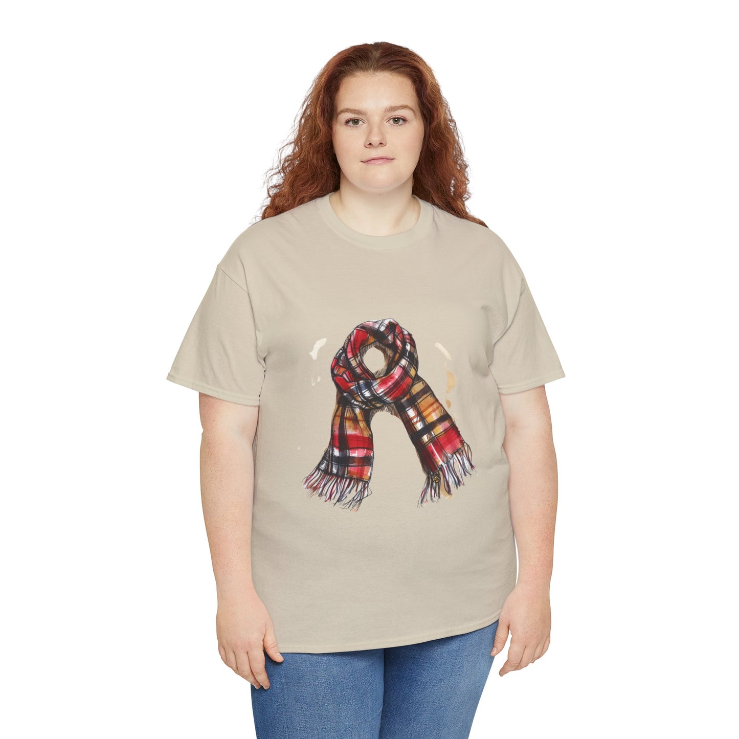 Unisex Heavy Cotton Tee - Plaid Scarf Design