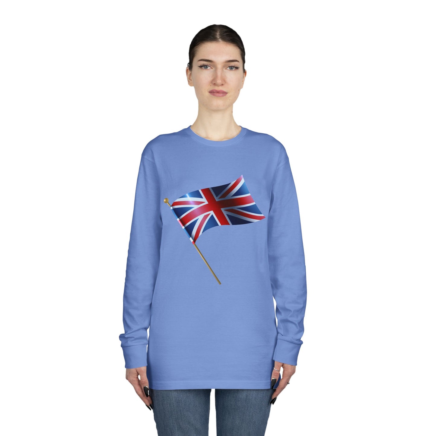 Long Sleeve Crewneck Tee - British Flag - Iconic Union Jack Design