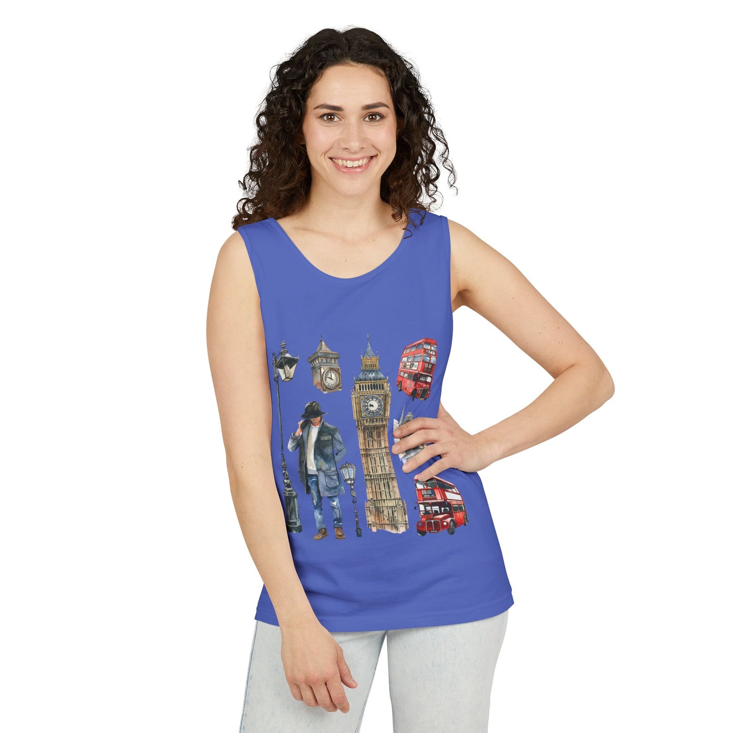 Unisex Garment-Dyed Tank Top - Watercolor England Icons Wall Art