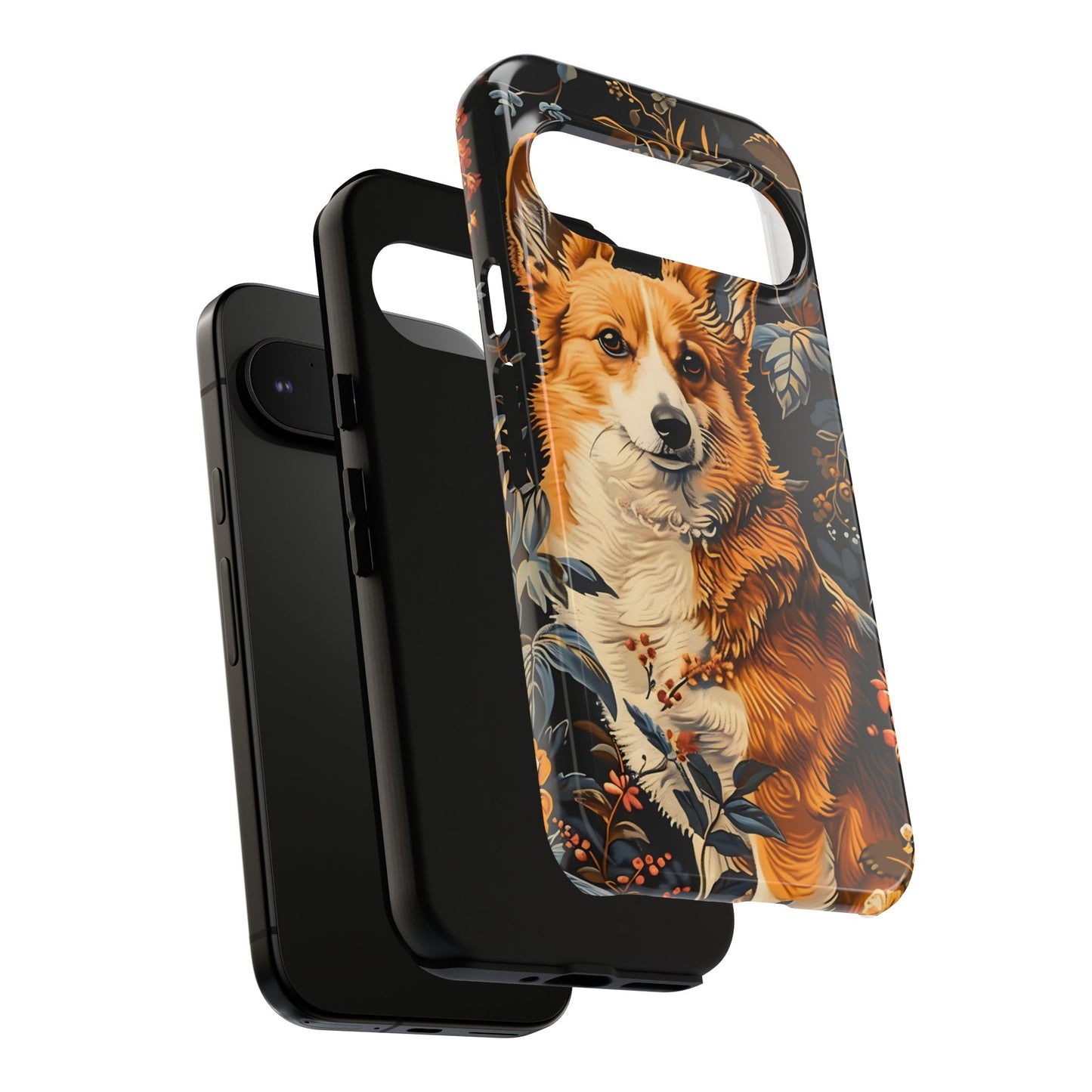Corgi Floral Phone Case - Tough Cases for Dog Lovers, Cute Pet Accessories, Gift for Dog Owners, Floral Design, Personalized Tech Cover