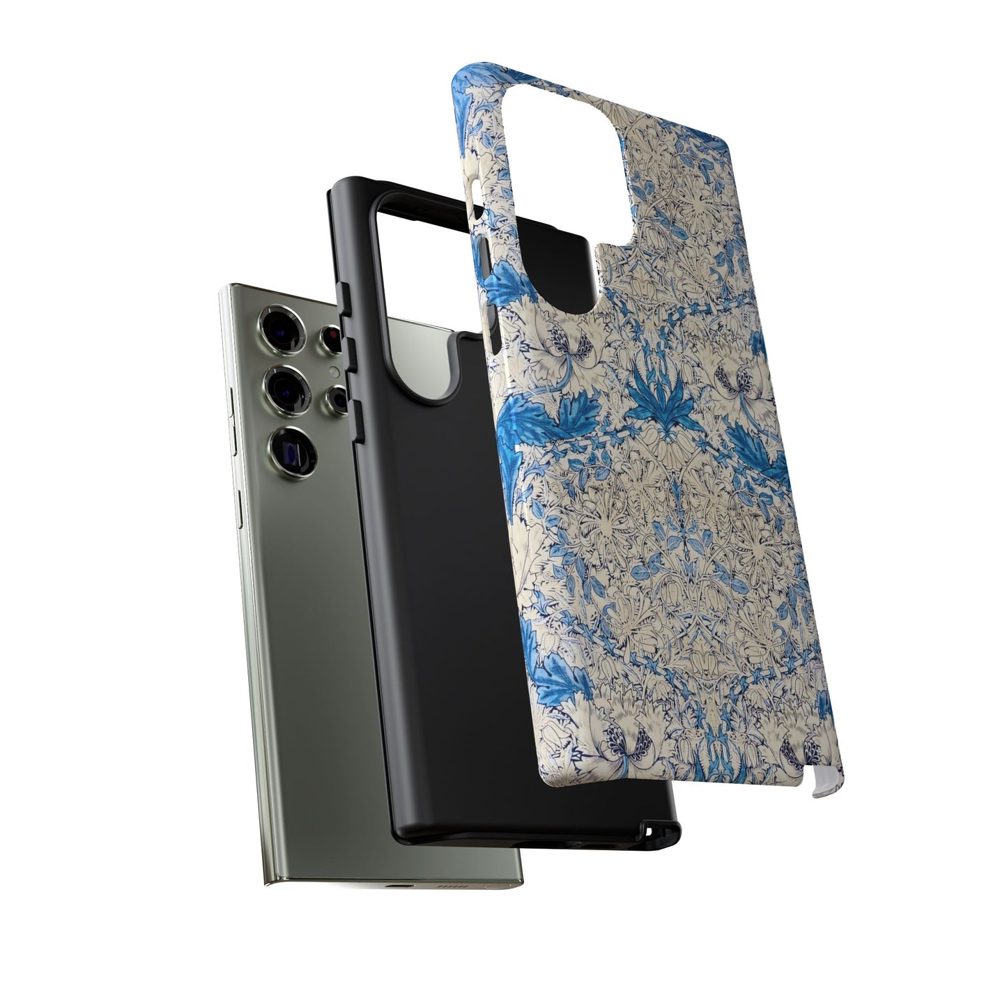 Elegant Floral Phone Case, Tough iPhone Cover, Stylish Mobile Protector, Blue Patterned Case, Unique Gift for Her