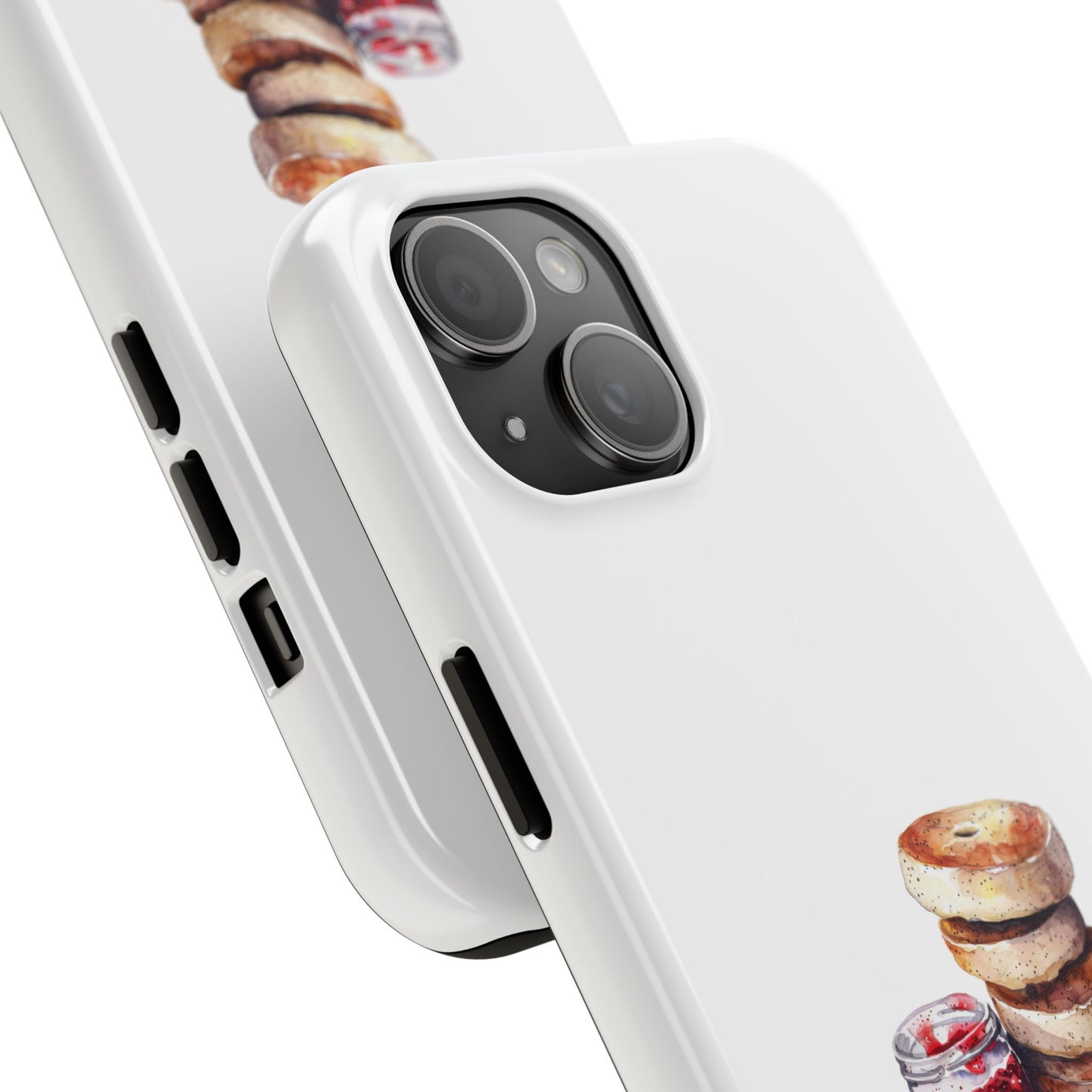 Artistic Bagel & Jam Phone Case - Tough, Durable Design for Food Lovers