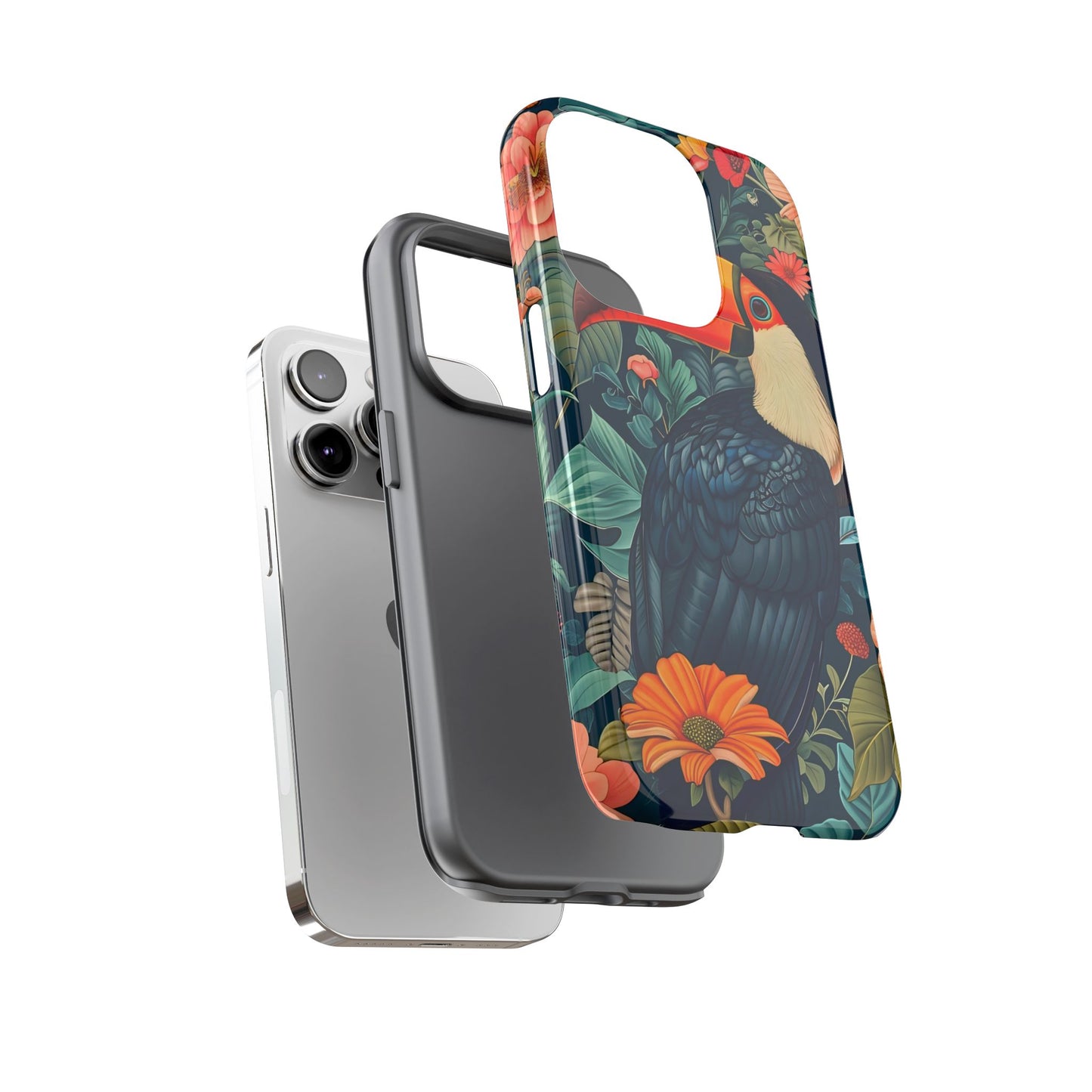 Tropical Toucan Phone Case - Cute Animal Design, Nature Lover Gift, Floral Pattern, Bird Lover Accessory, Summer Vibes