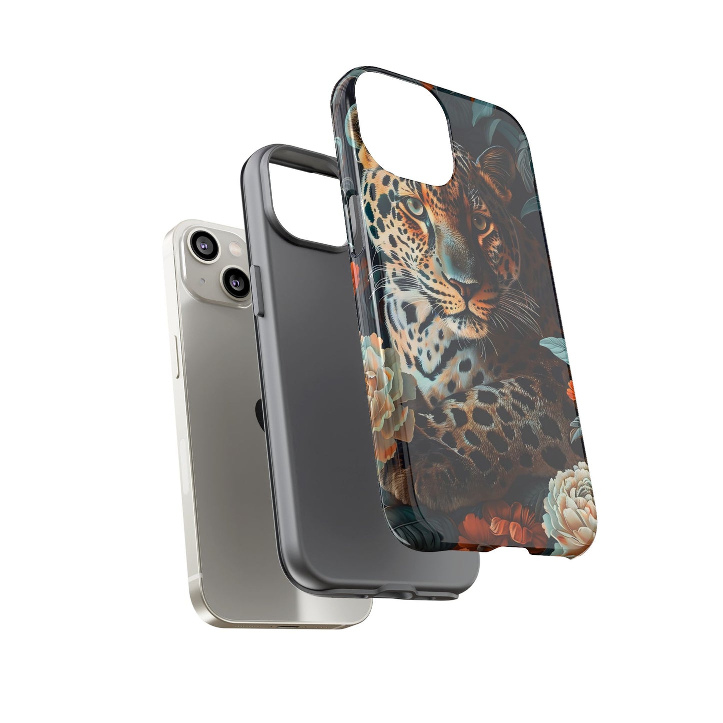Wildlife Phone Case with Leopard Design | Tough Cases, Animal Prints, Floral Phone Cover, Gift for Nature Lovers, Unique Phone Accessories