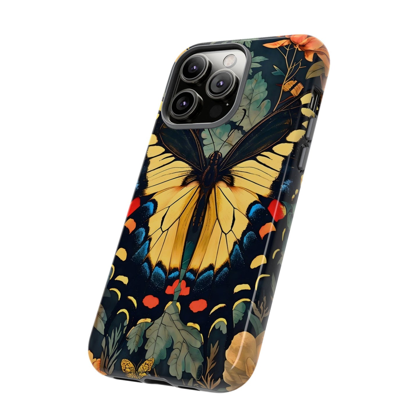Butterfly Floral Phone Case, Art-inspire Tough Case, Gift for Nature Lovers, Butterfly Pattern Cover, Eco-Friendly Mobile Accessory