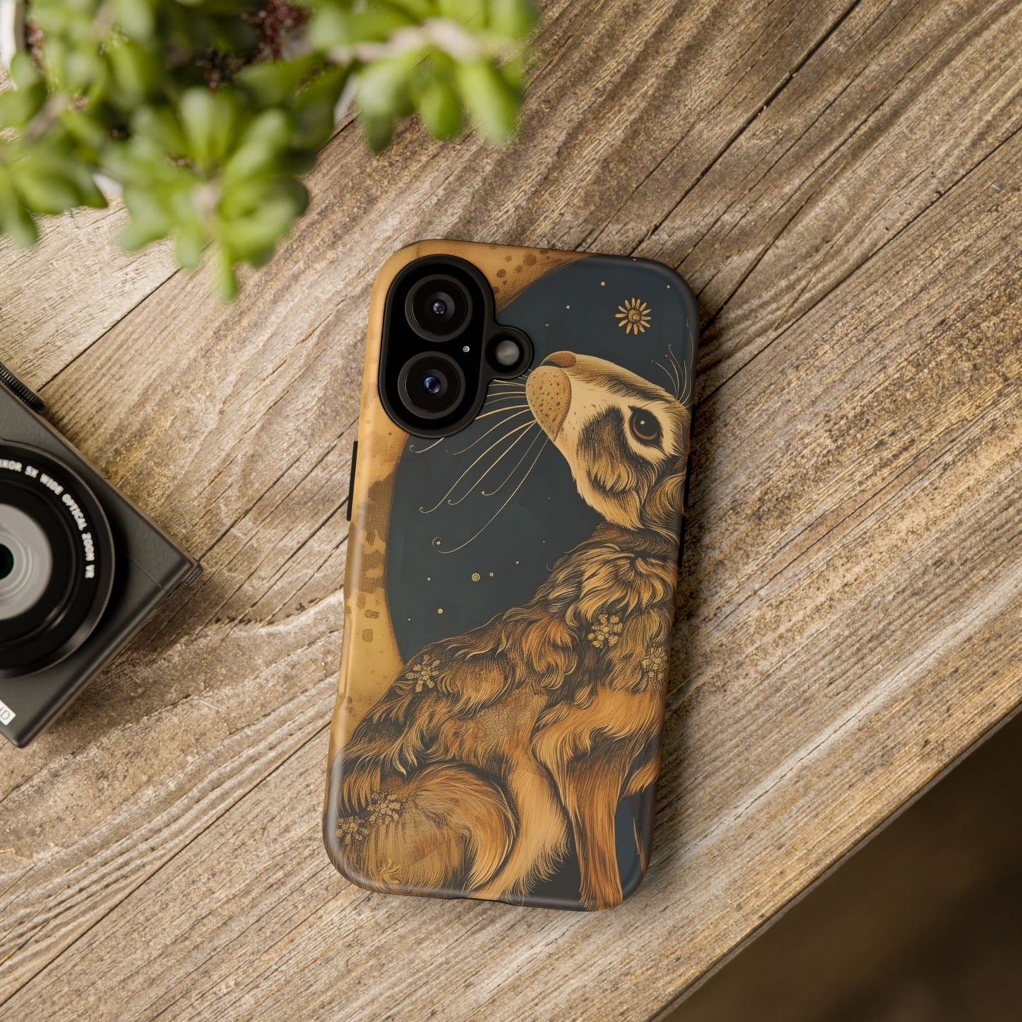 Artistic Phone Case with Celestial Hare Design, Tough Cases, Unique Gifts, Nature Lovers, Phone Accessories, Bohemian Style