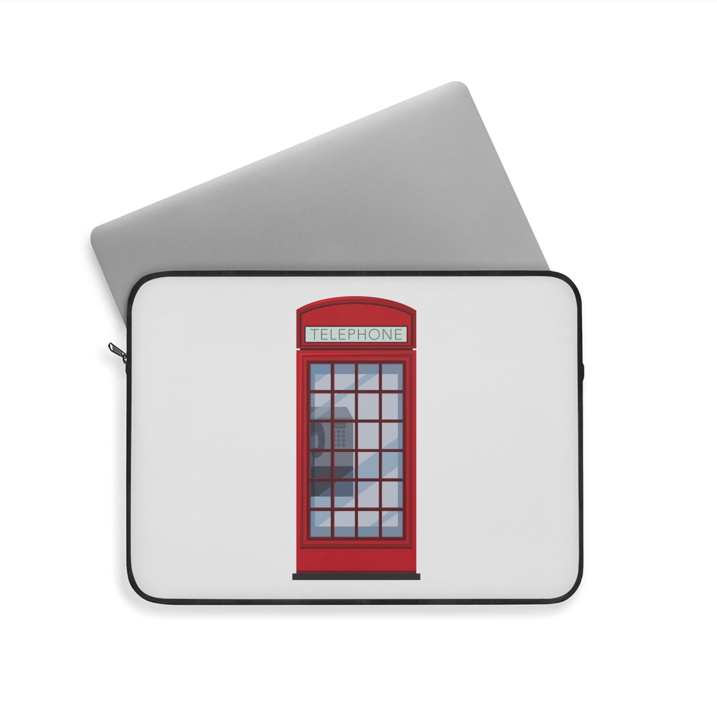 London Phone Booth Laptop Sleeve, Red Vintage Design, Perfect for Students and Travelers, Great Gift for Tech Lovers, Computer Bag